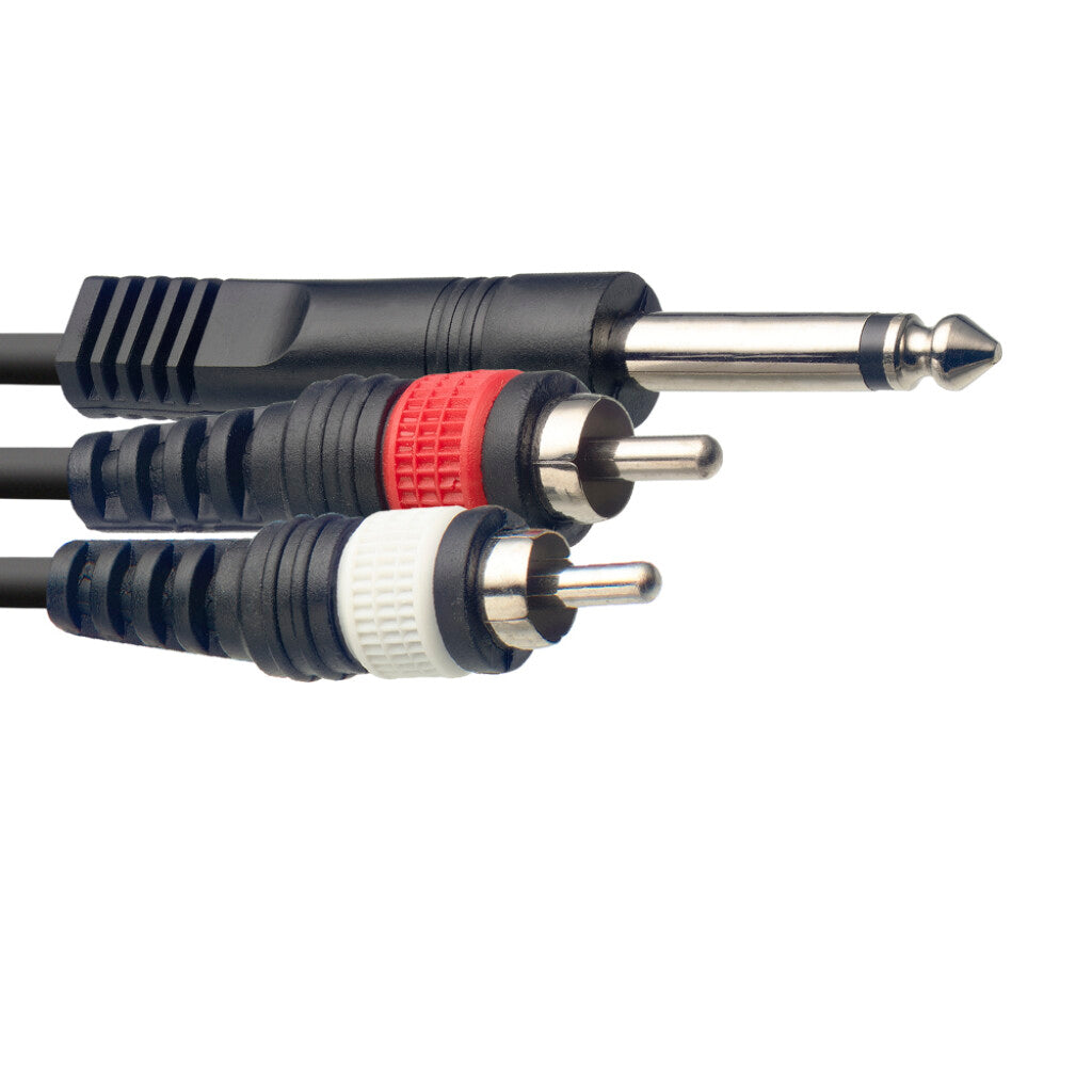 Stagg SYC3/P2CME Y Cable, Jack/RCA (M/M) Moulded Plastic - 3 Meter - Zoso Music