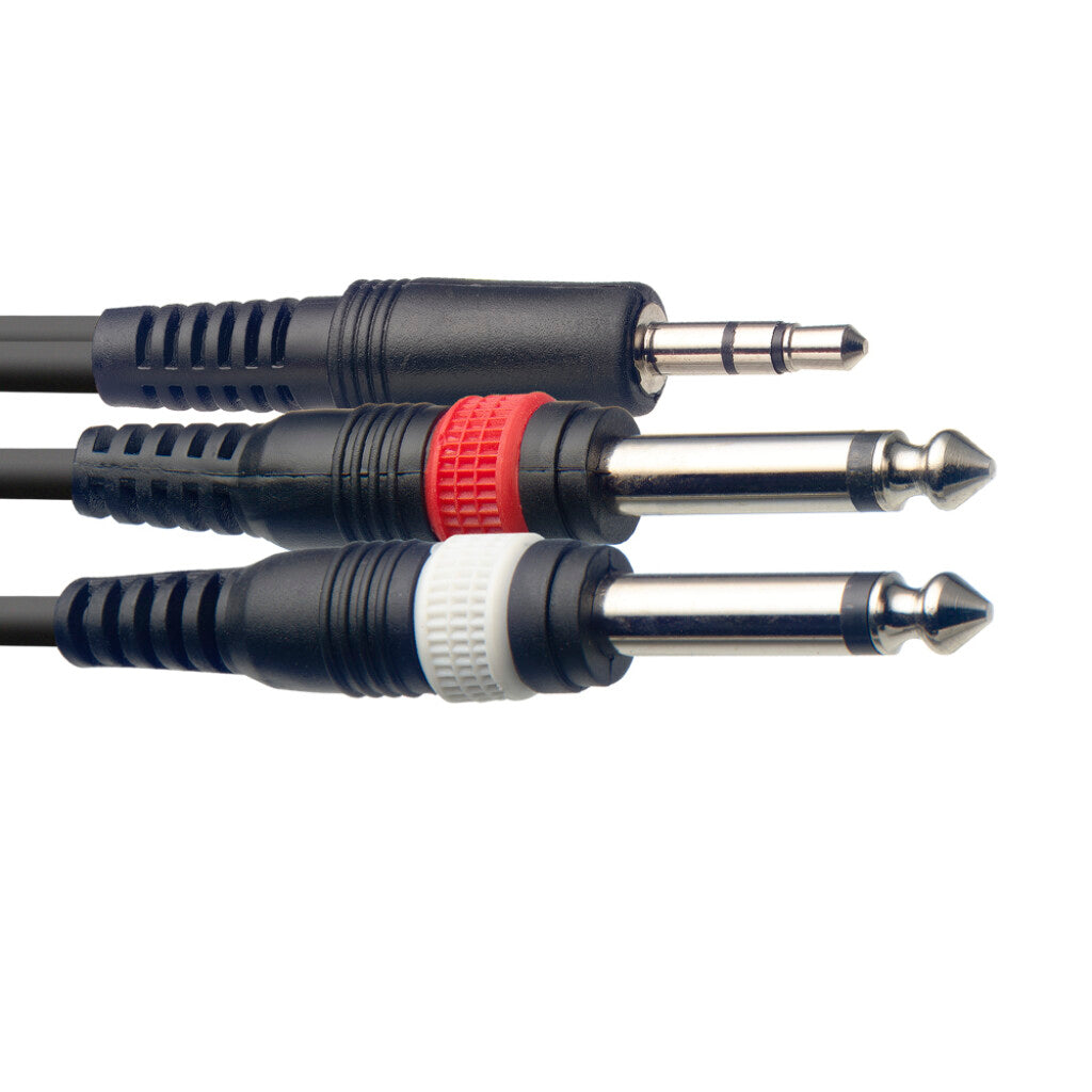 Stagg SYC1/MPSB2P E Y Cable, Mini Jack to 2x Jack - 1m - Zoso Music