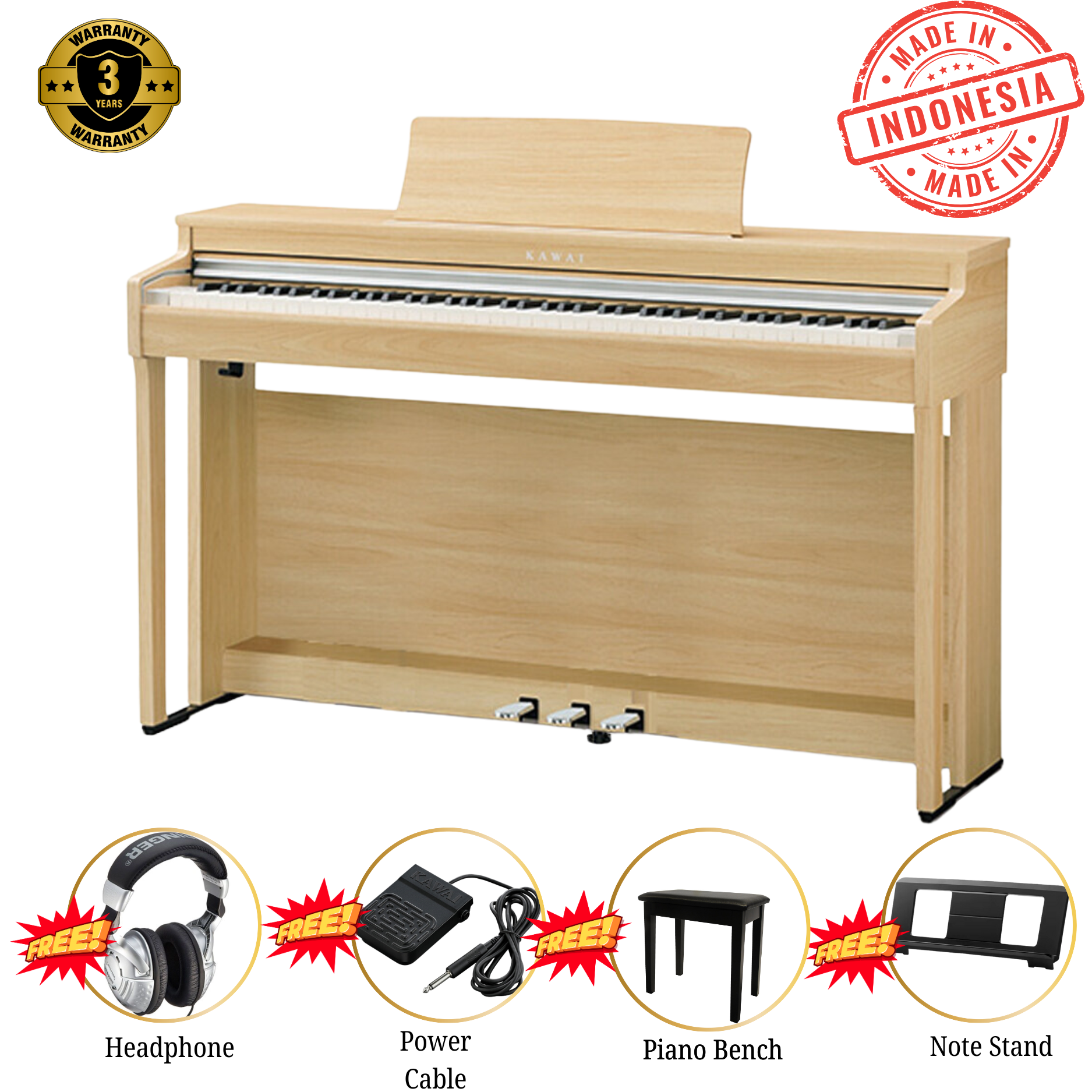 Kawai CN201 Digital Piano - Light Oak