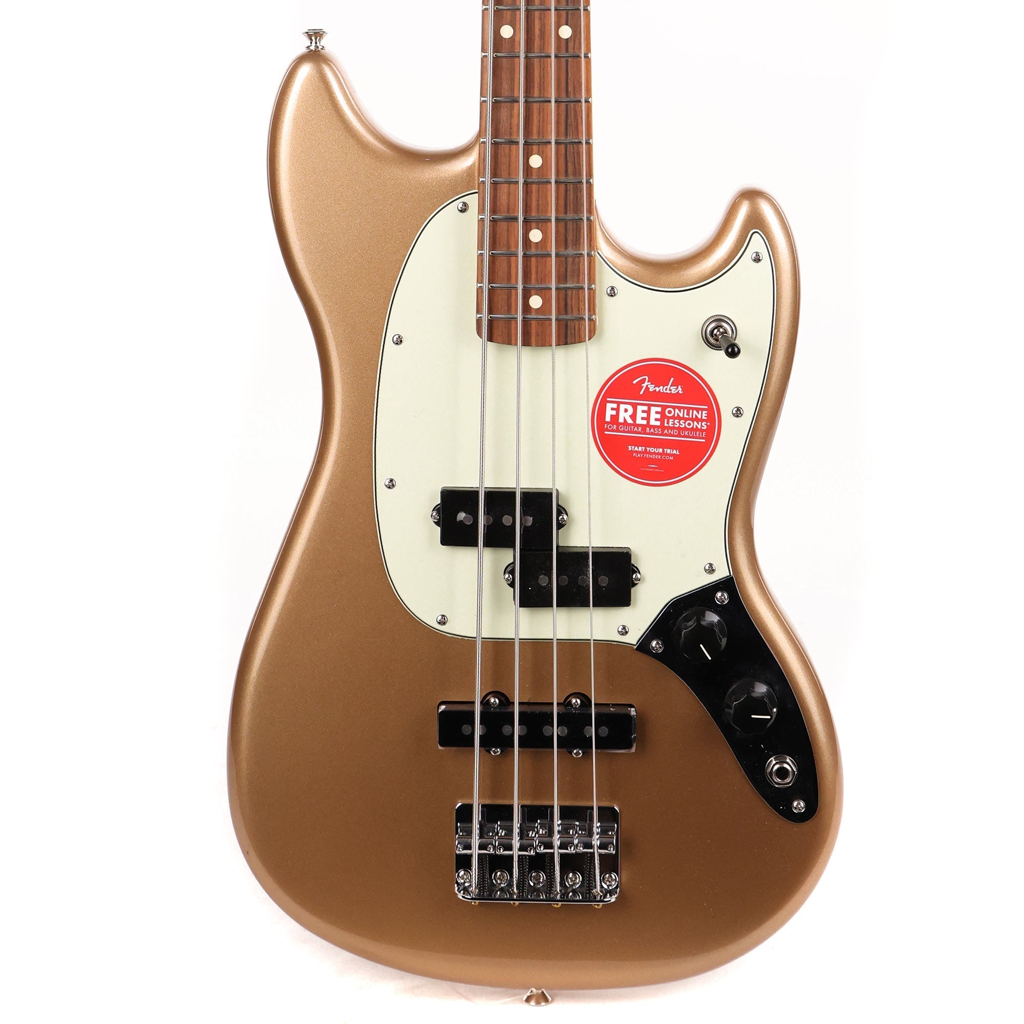 Fender Player Mustang PJ Bass Guitar, Pau Ferro FB, Firemist Gold