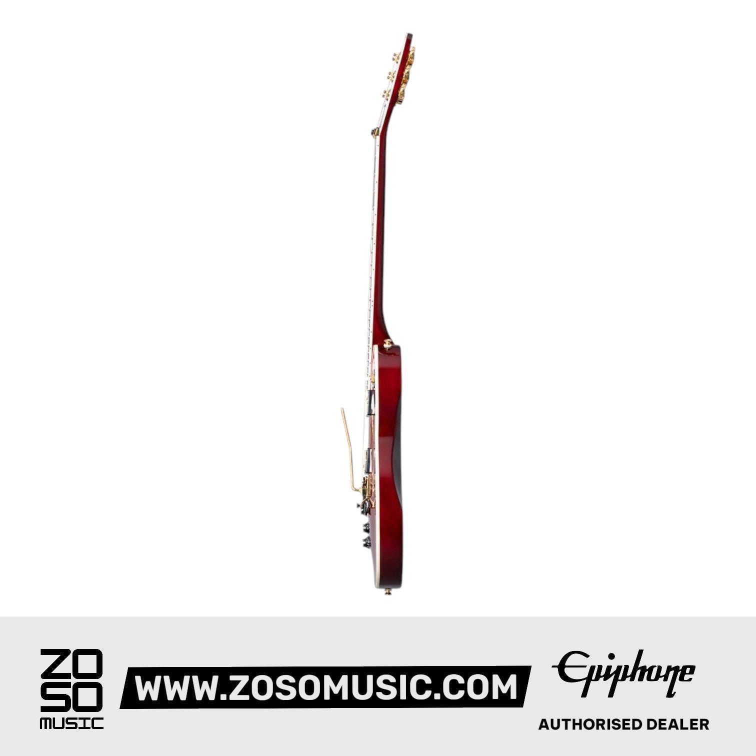 Epiphone EILPACQALRUBGH1L Alex Lifeson Les Paul Custom Axcess Left-handed Electric Guitar, Case Included - Ruby |  EPIPHONE |  ELECTRIC GUITAR |  Zoso Music