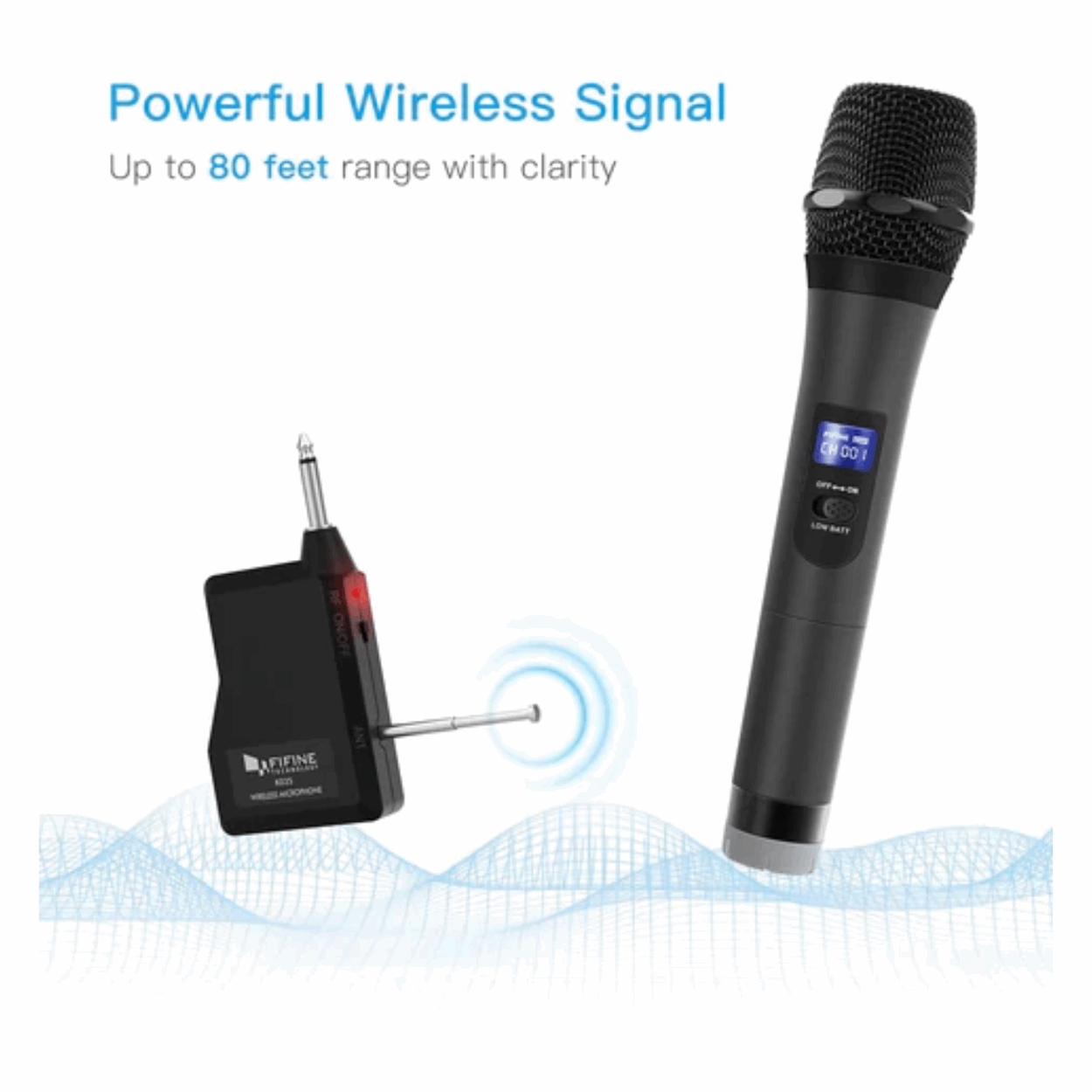 FIFINE K025 Wireless Microphone, Vocal Microphone, Fifine Handheld Dynamic Microphone Wireless mic System for Karaoke Nights and House Parties to Have Fun Over The Mixer,PA System,Speakers (K-025)