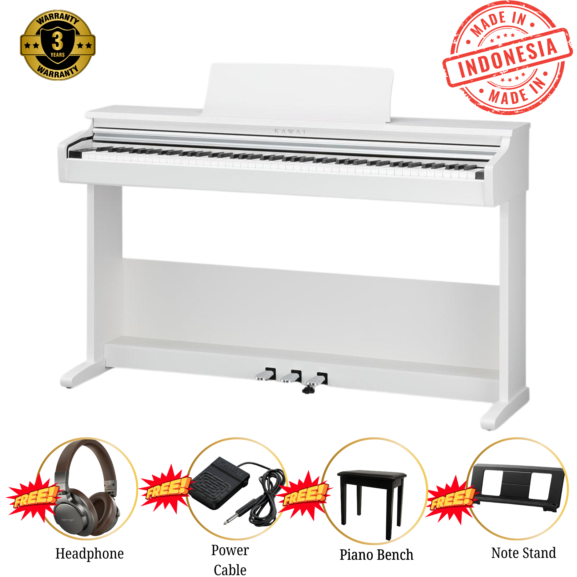 Kawai KDP-120 Best Beginner Digital Home Piano - Premium Satin White