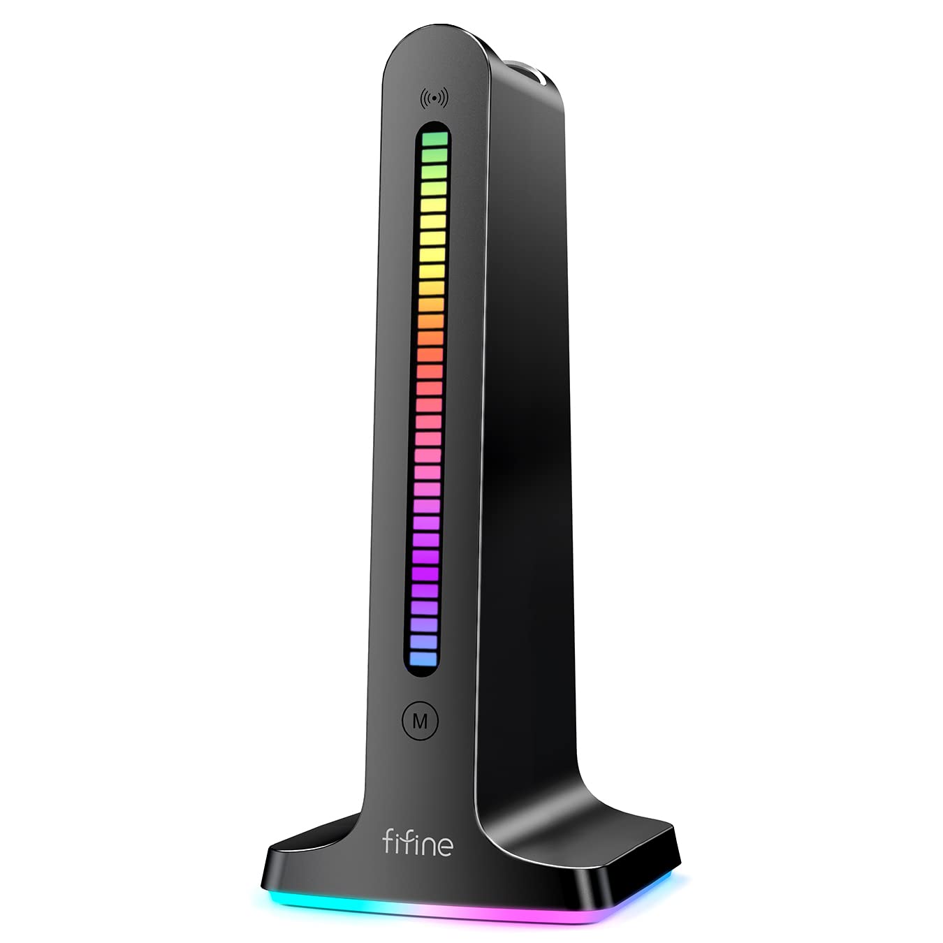 FIFINE S3 Gaming Headset Stand-RGB Headphones Stand Holder PC Computer Desktop Accessories with 2 USB Ports for Gamer, with Solid Base, Sound Light Sync, Light Control Keys (S-3)