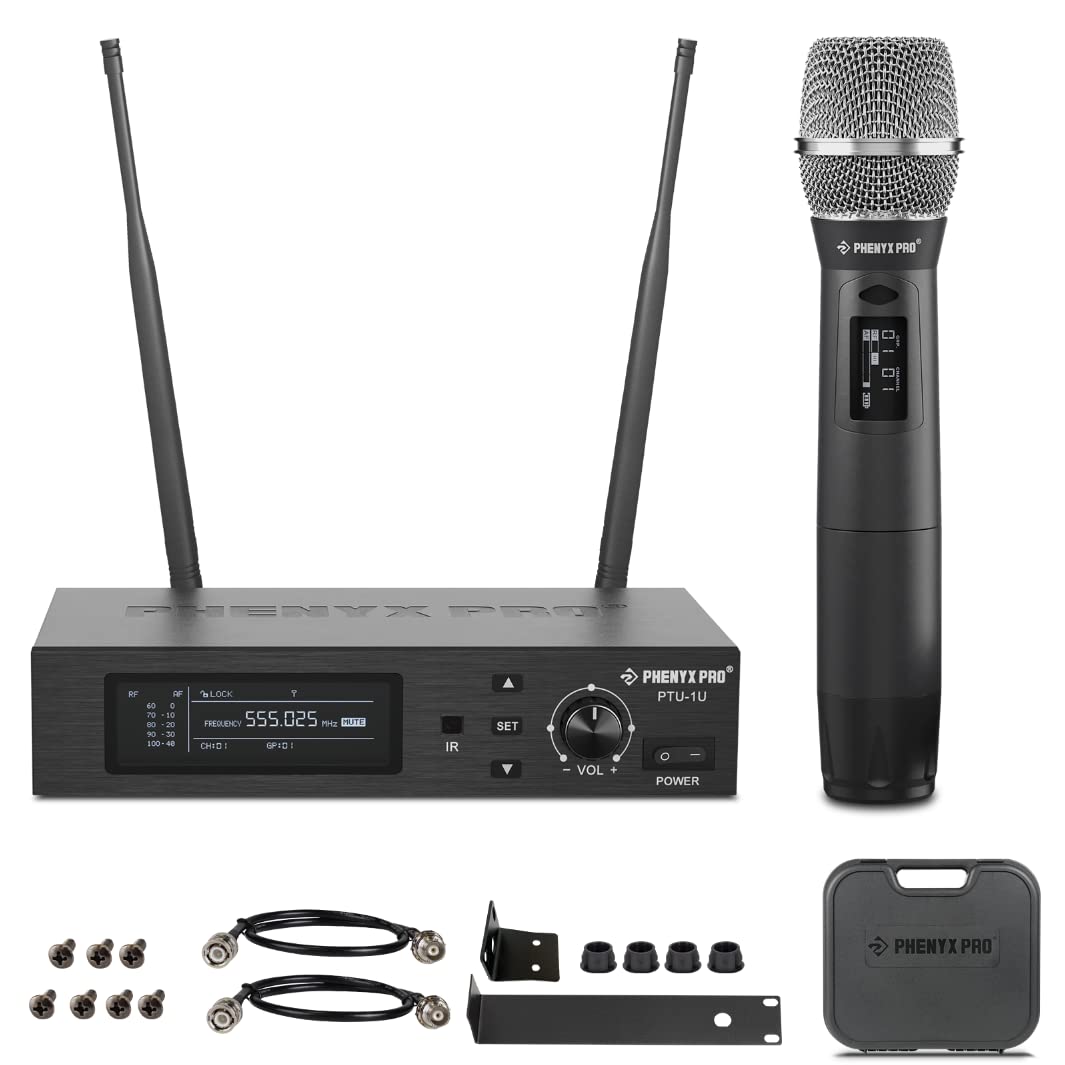 Phenyx Pro Best Budget Wireless PTU-1U UHF Professional Dynamic Microphone, 328ft Range