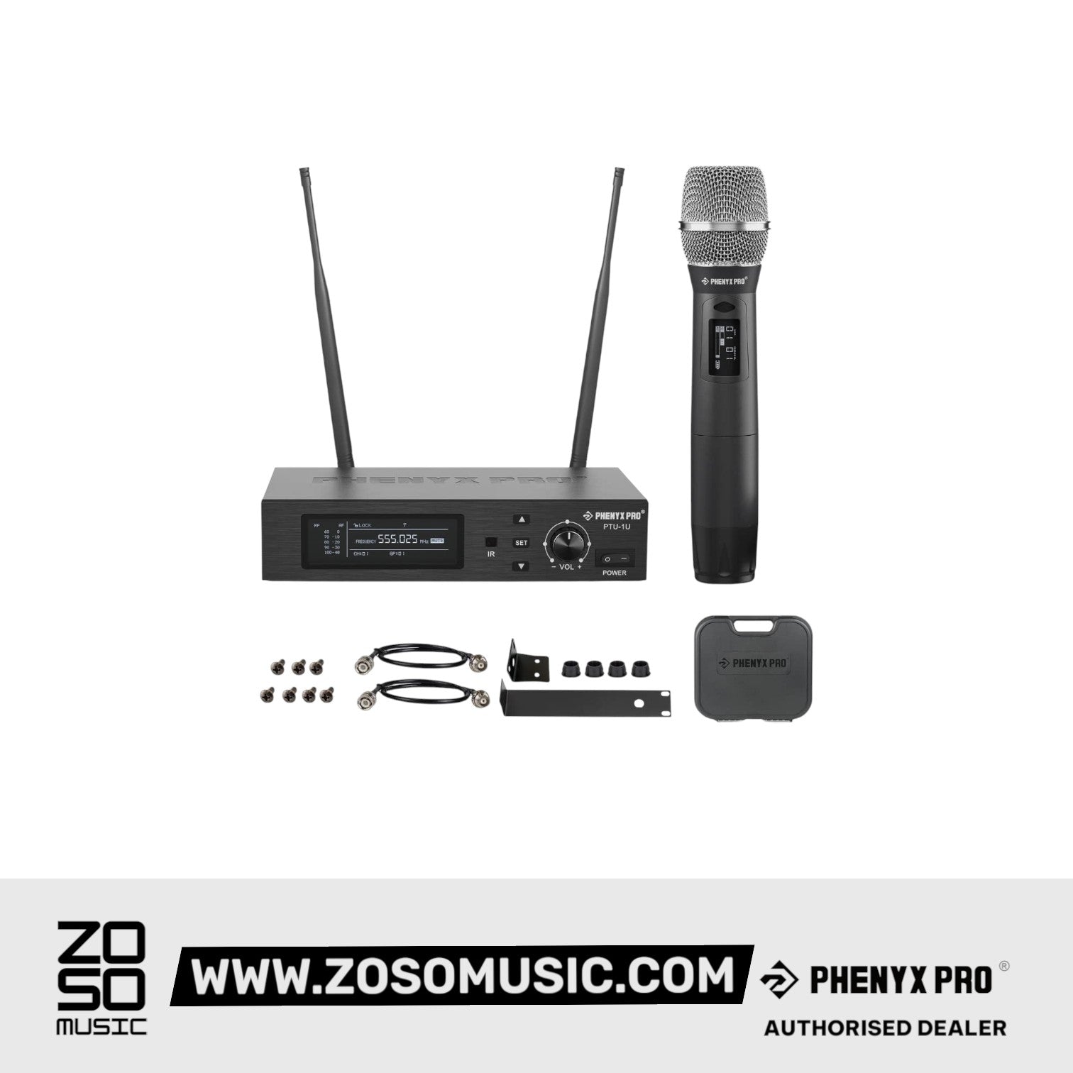 Phenyx Pro Best Budget Wireless PTU-1U UHF Professional Dynamic Microphone, 328ft Range |  PHENYX PRO |  WIRELESS-ANTENNA |  Zoso Music