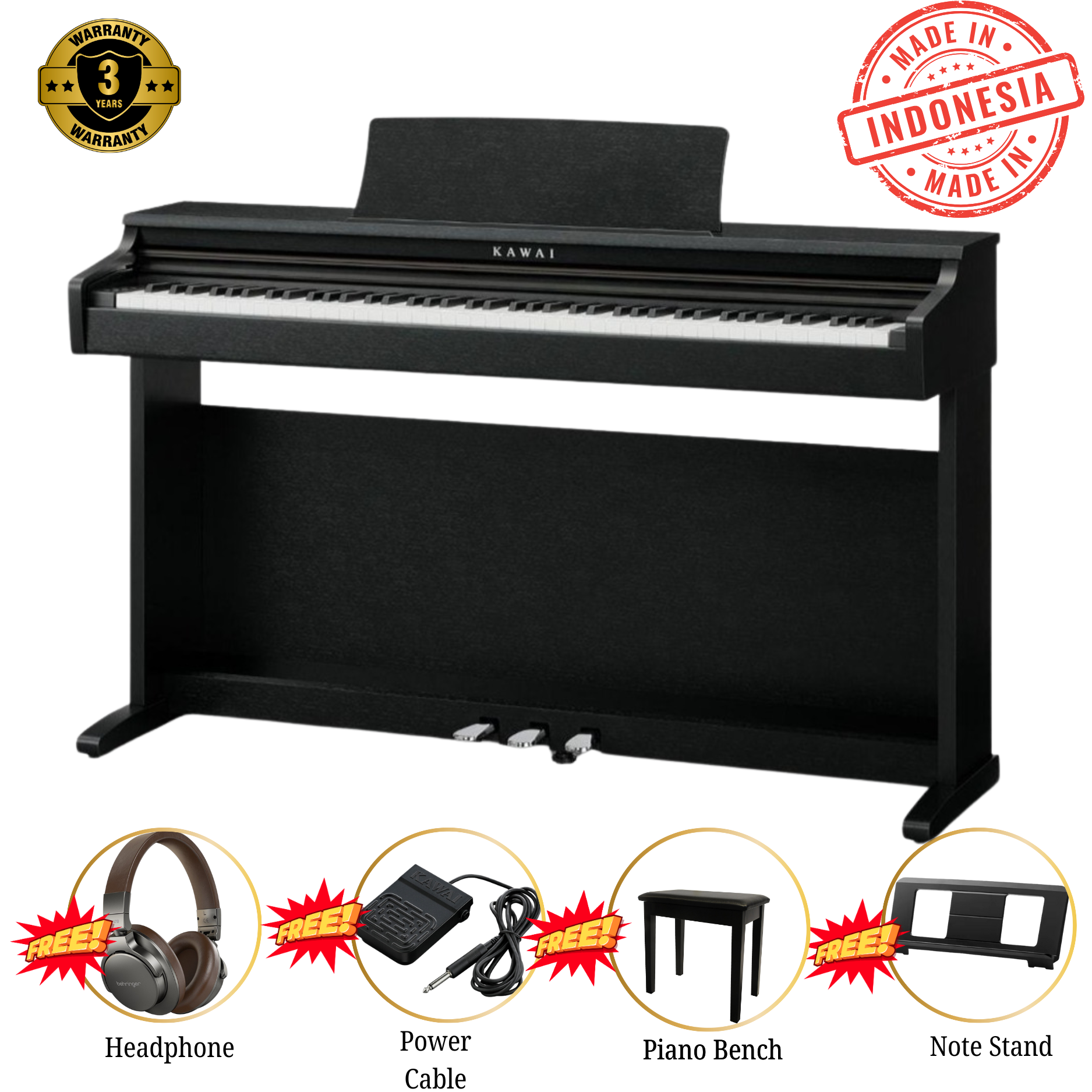 Kawai KDP-120 Best Beginner Digital Home Piano - Premium Satin Black