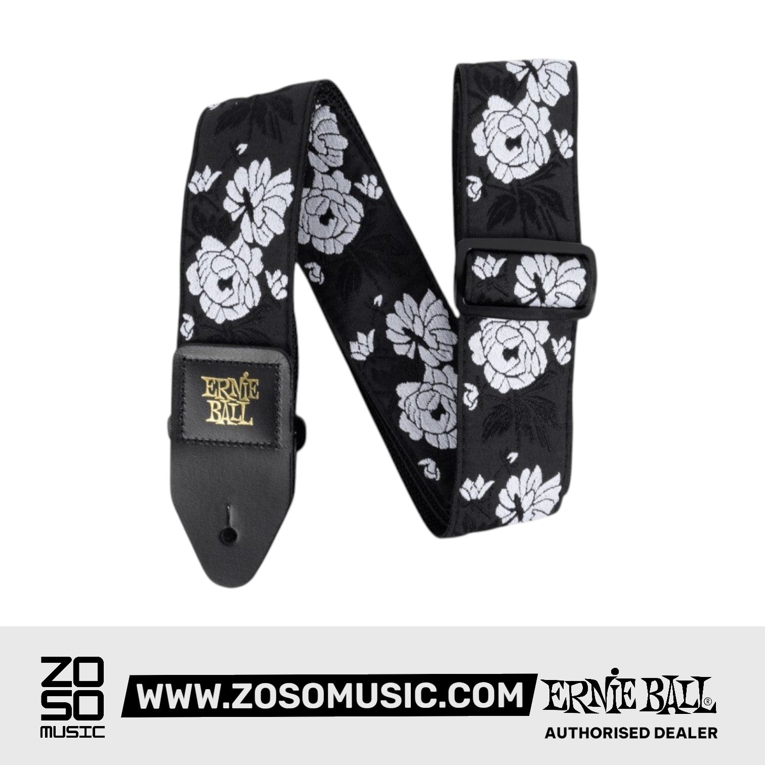 Ernie Ball 5357 Classic Jacquard Guitar Strap, Vanilla Rose | Zoso Music Sdn Bhd