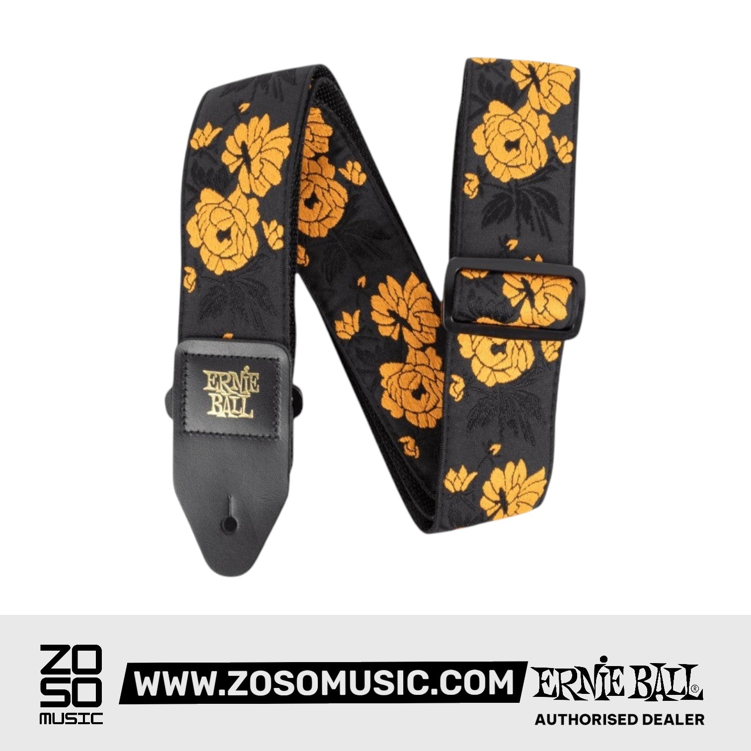 Ernie Ball 5358 Classic Jacquard Guitar Strap, Tangerine Rose | Zoso Music Sdn Bhd