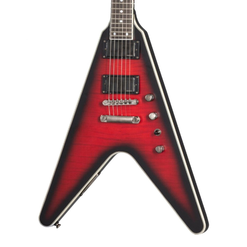 Epiphone EIGYVFDMDRBH3 Dave Mustaine Prophecy Flying V Figured Electric Guitar, Aged Dark Red Burst