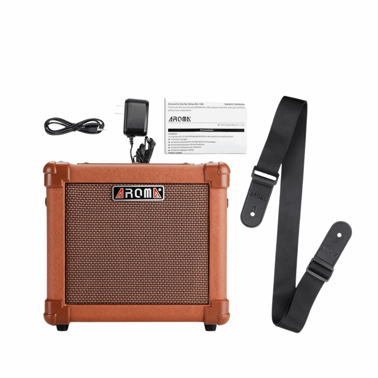 Aroma AG10A Portable Compact Acoustic Guitar Amp 10 Watts With Shoulder Strap | AROMA , Zoso Music
