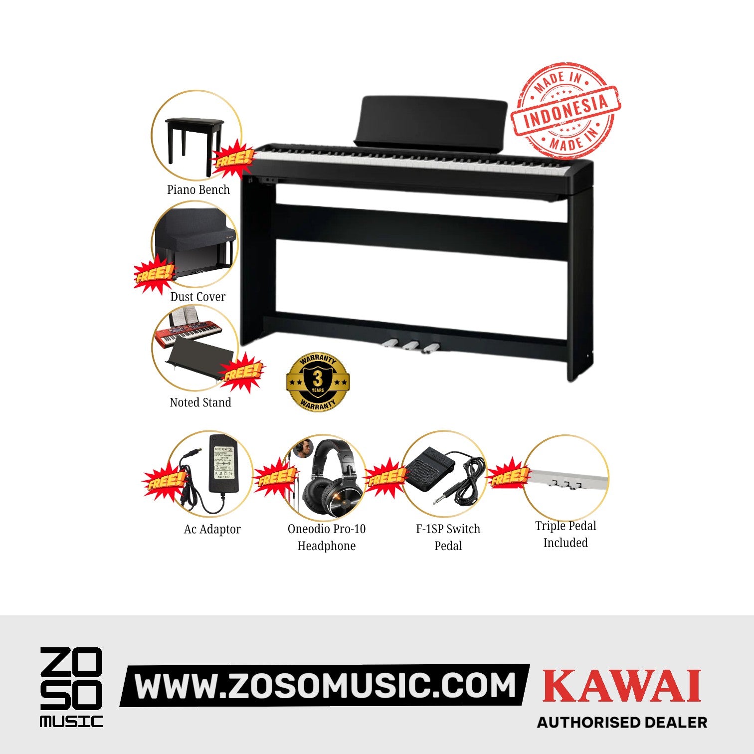 Kawai ES-120 88-key Digital Piano Set - Black |  KAWAI |  PIANO-DIGITAL |  Zoso Music