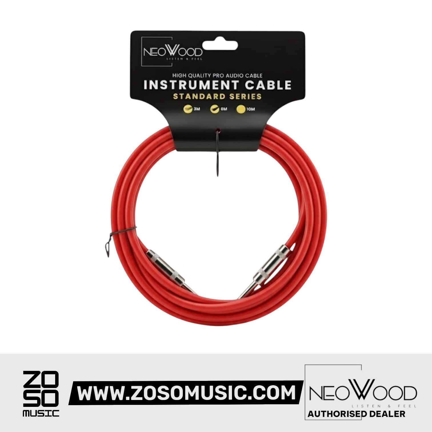 Neowood AMO001 3 & 6 Meter QTR-QTR Instrument Cable Yellow |  NEOWOOD |  CABLES |  Zoso Music