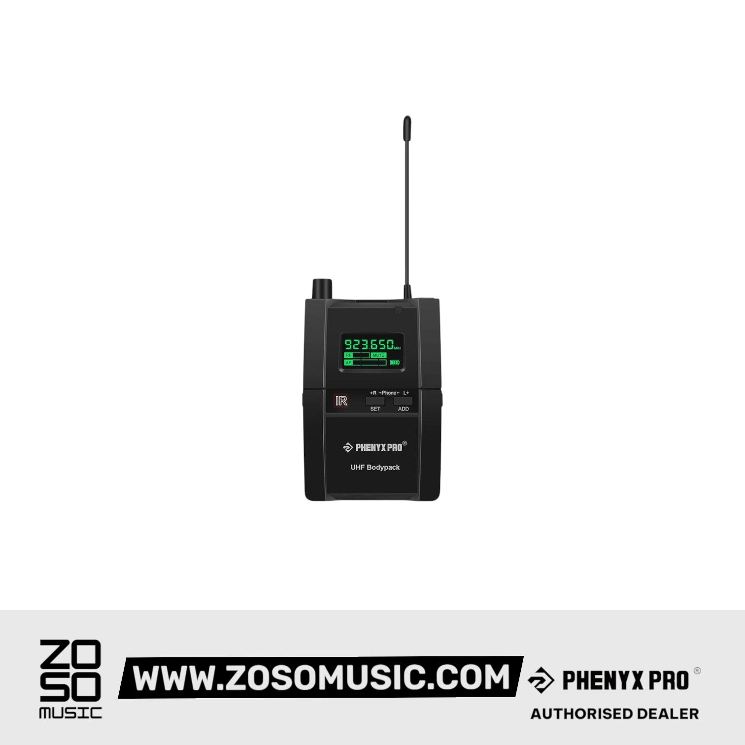Phenyx Pro Best Budget Wireless PTM-10 Stereo Wireless in Ear Monitor System Bodypack Receiver |  PHENYX PRO |  WIRELESS-ANTENNA |  Zoso Music