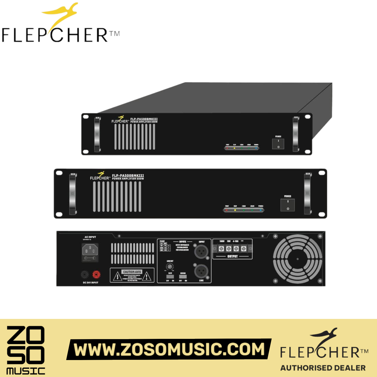 Flepcher PA-120B/250B/360B/500B MKIII 120W Power Amplifier |  FLEPCHER |  POWER AMPLIFIER |  Zoso Music