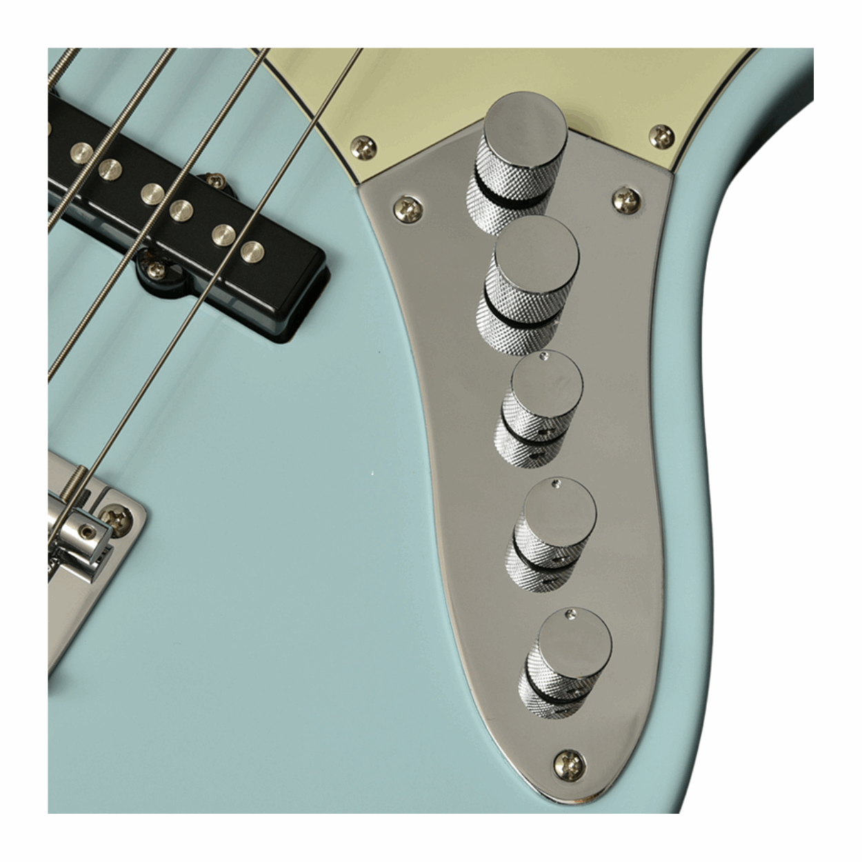 Bacchus Wjb5-630-rsm/m-ptl-sob Universe Series Roasted Maple 5-string Electric Bass, Pastel Sonic Blue With Bag