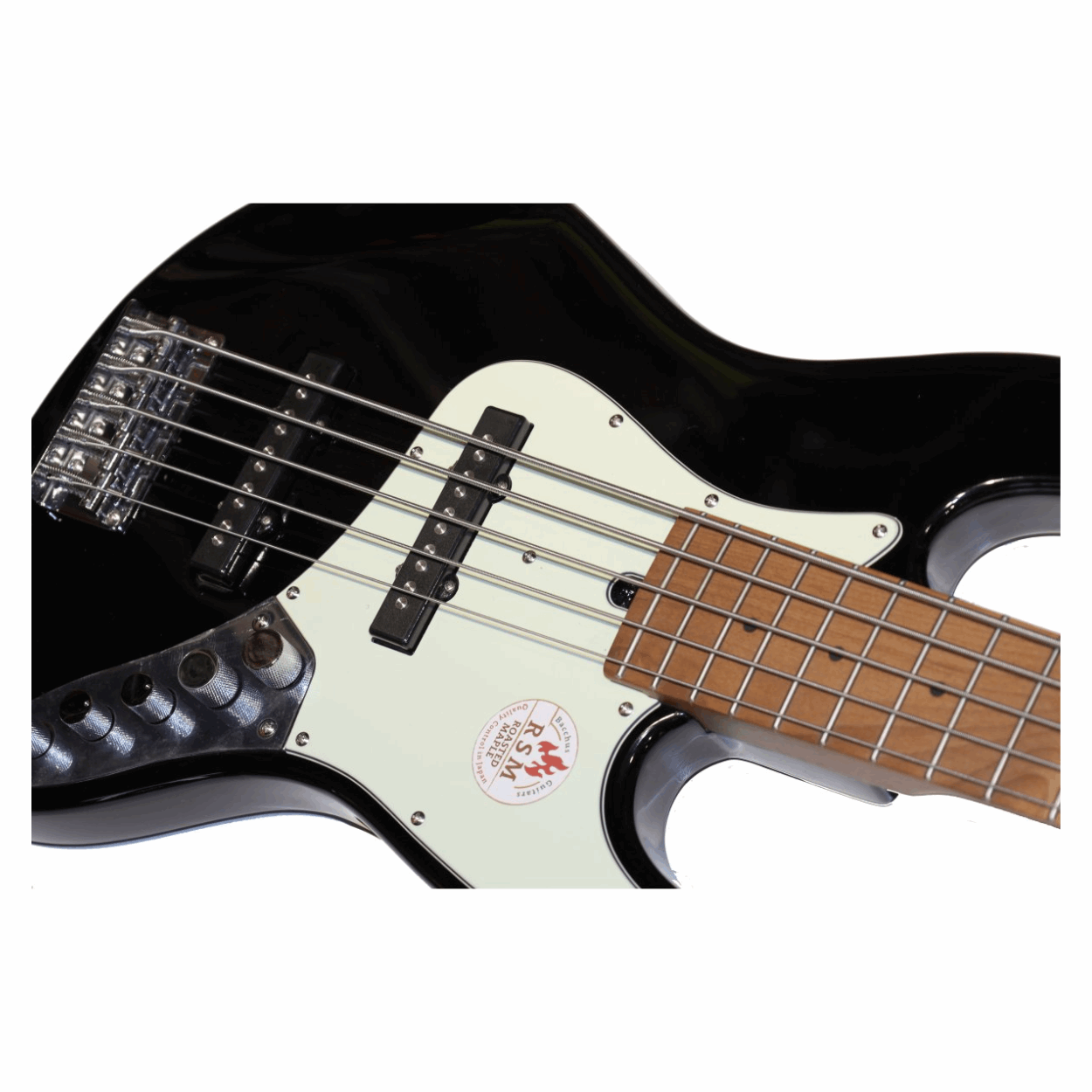 Bacchus Wjb5-630-rsm/m-blk Universe Series Roasted Maple 5-string Electric Bass, Black With Bag