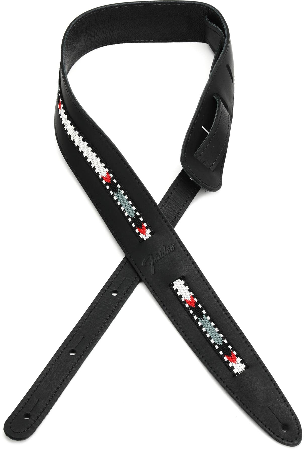 Fender Paramount Acoustic Guitar Leather Strap, Black