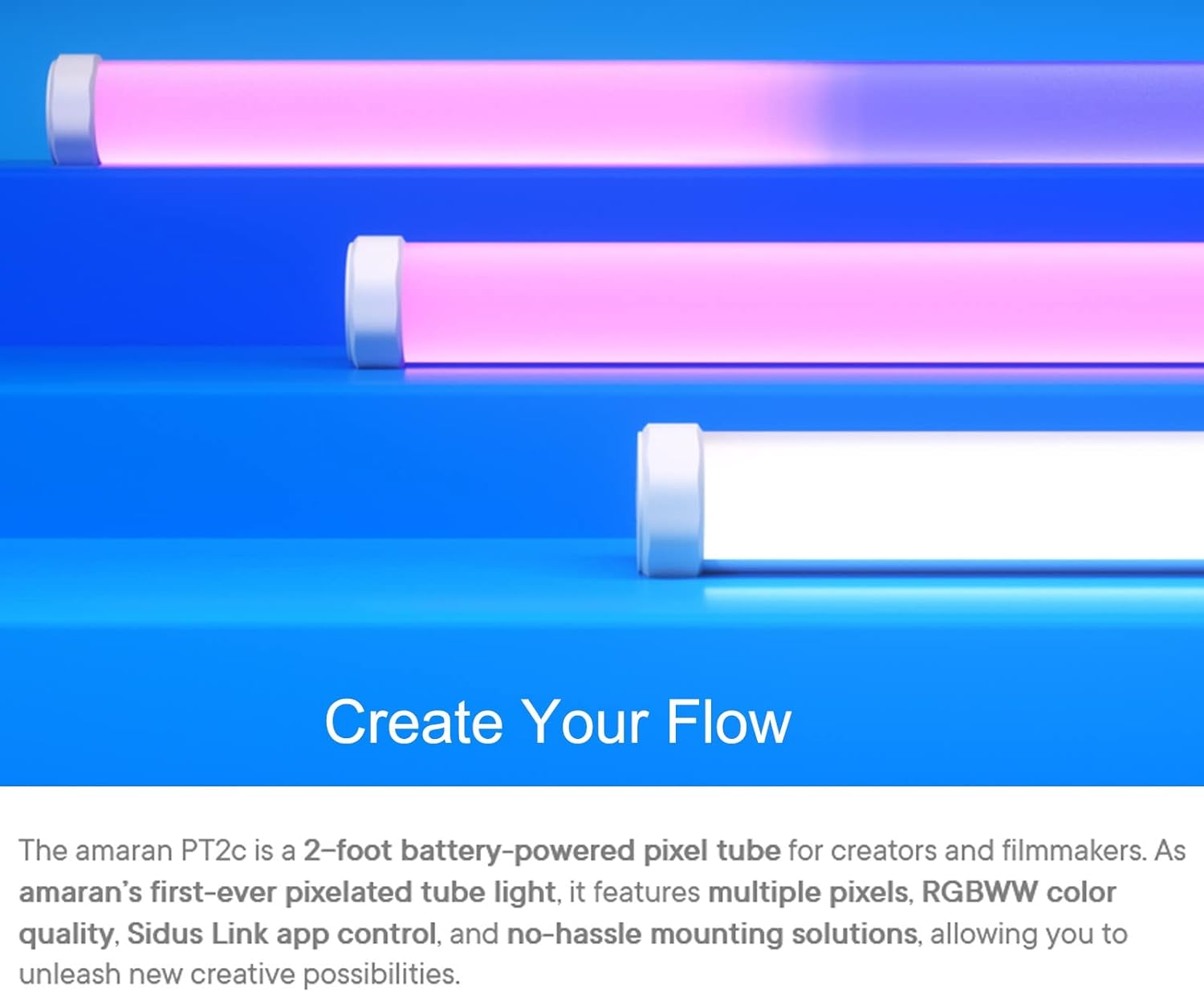 Amaran PT2c RGB LED Pixel Tube Light (2') |  AMARAN |  LIGHTING - STUDIO |  Zoso Music