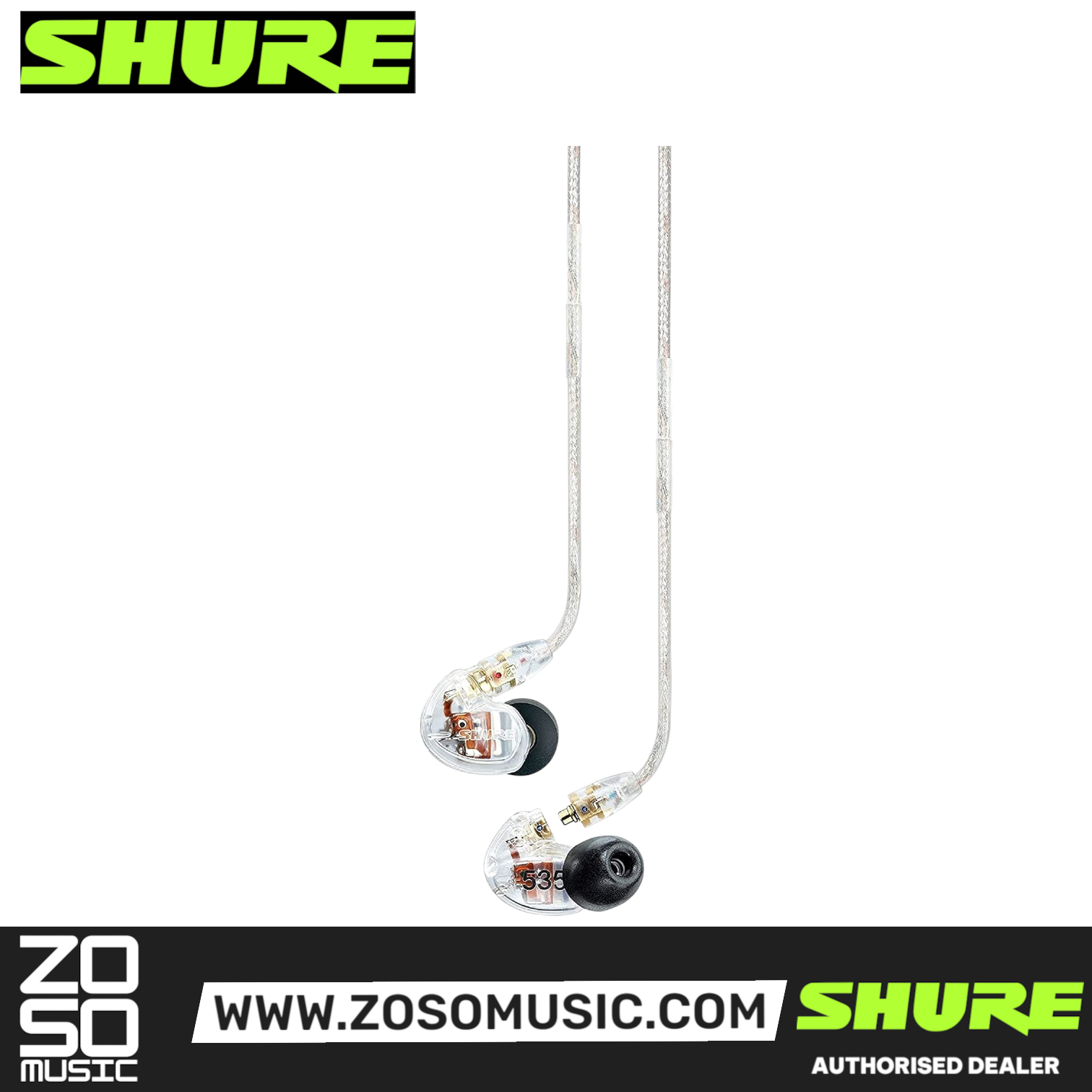 Shure SE535 Sound Isolating Earphones - Clear |  SHURE |  STUDIO MONITORING EARPHONES |  Zoso Music