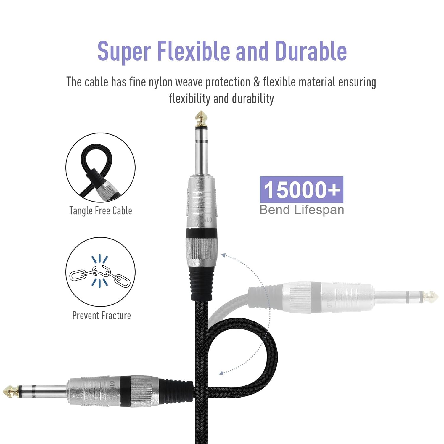 SONICAKE VXM Series XLR Male to 1/4-Inch TRS Male Cable - Gold Plated High Fidelity, Noise-Eliminating Microphone Cable (2M / 3M)