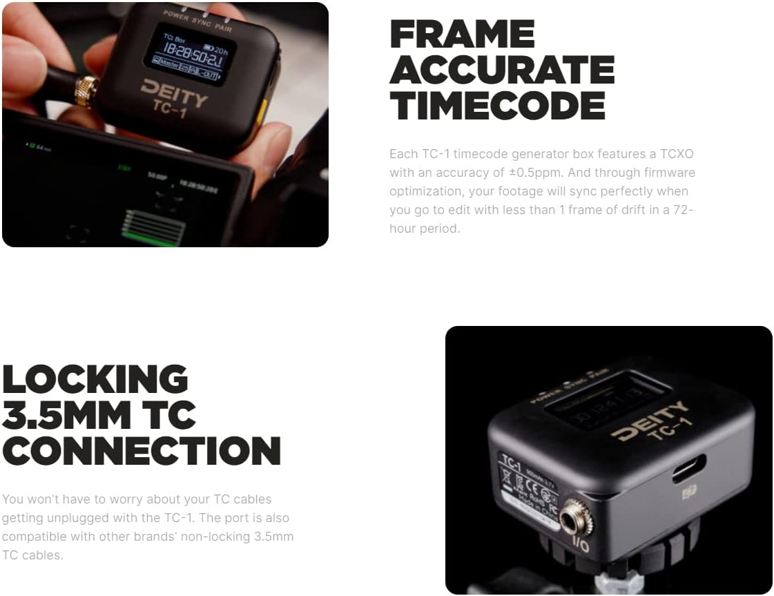 Deity TC-1 Wireless Timecode Generator Box 3-Pack Kit (Bluetooth, 2.4 GHz) |  DEITY |  LIVE STUDIO - TIMECODE |  Zoso Music