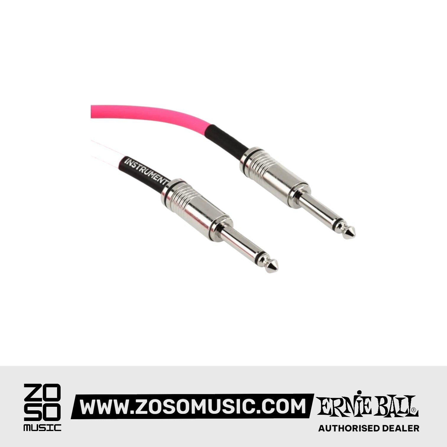 Ernie Ball EB6413 Flex Instrument Cable 10 Ft, Pink |  ERNIE BALL |  STRAP |  Zoso Music