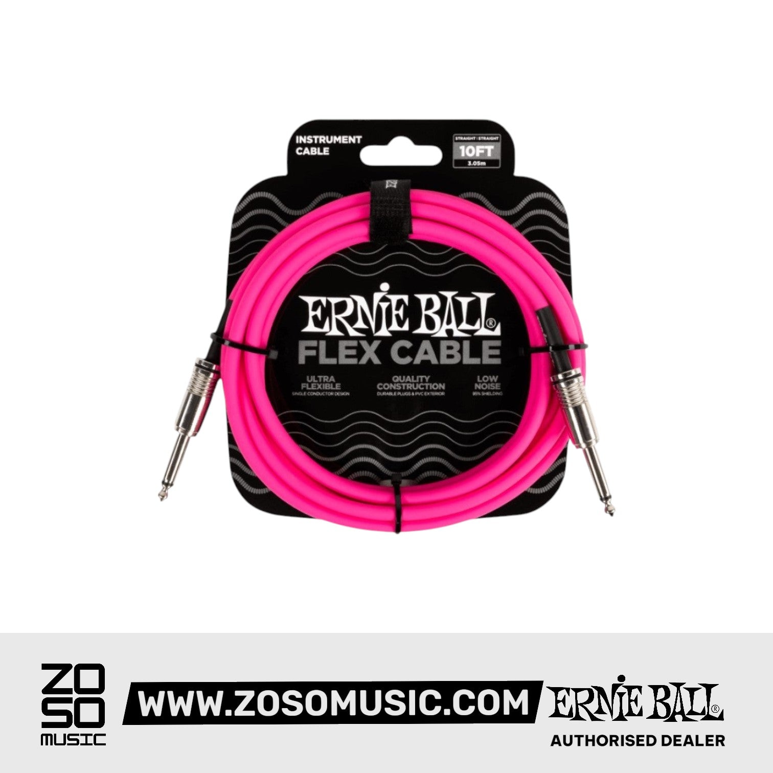 Ernie Ball EB6413 Flex Instrument Cable 10 Ft, Pink | Zoso Music Sdn Bhd