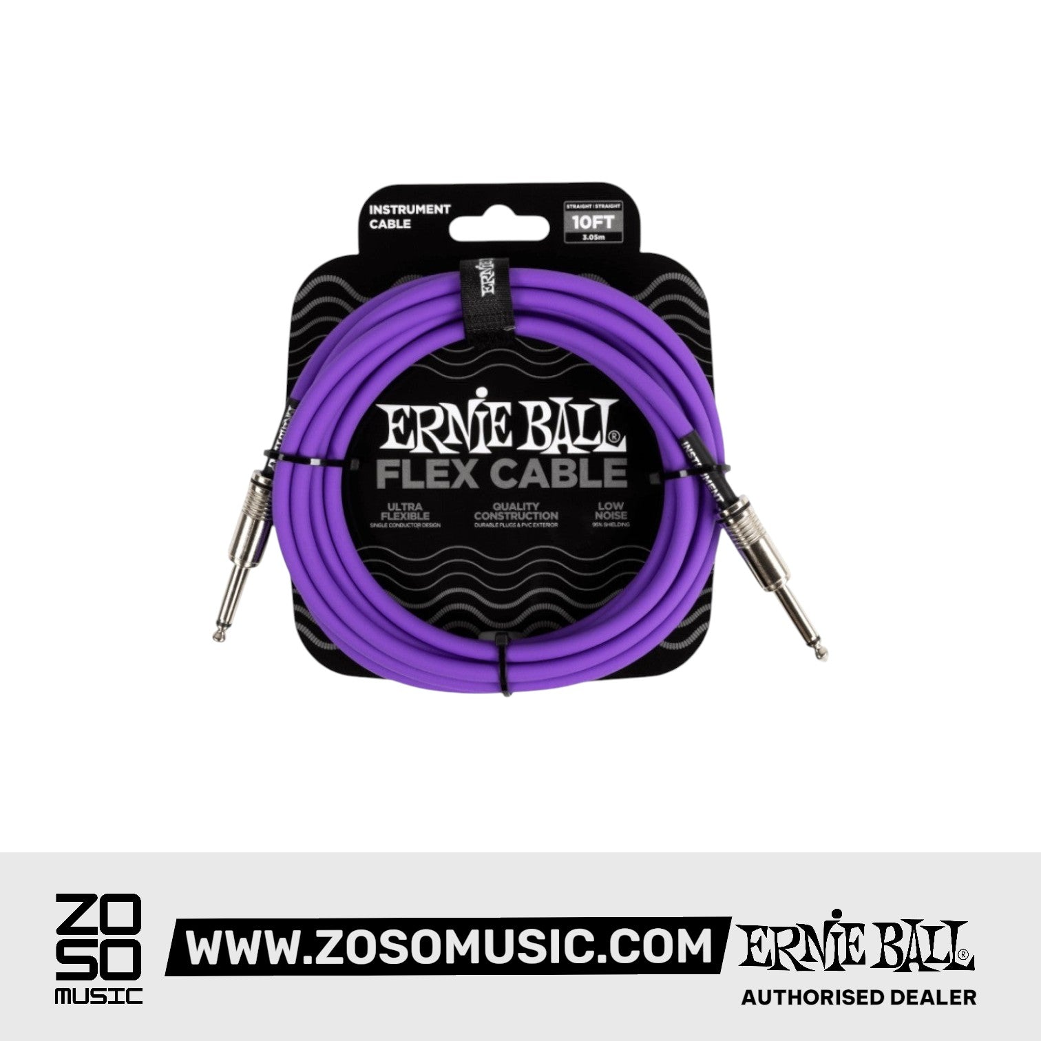 Ernie Ball EB6415 Flex Instrument Cable 10 Ft, Purple | Zoso Music Sdn Bhd