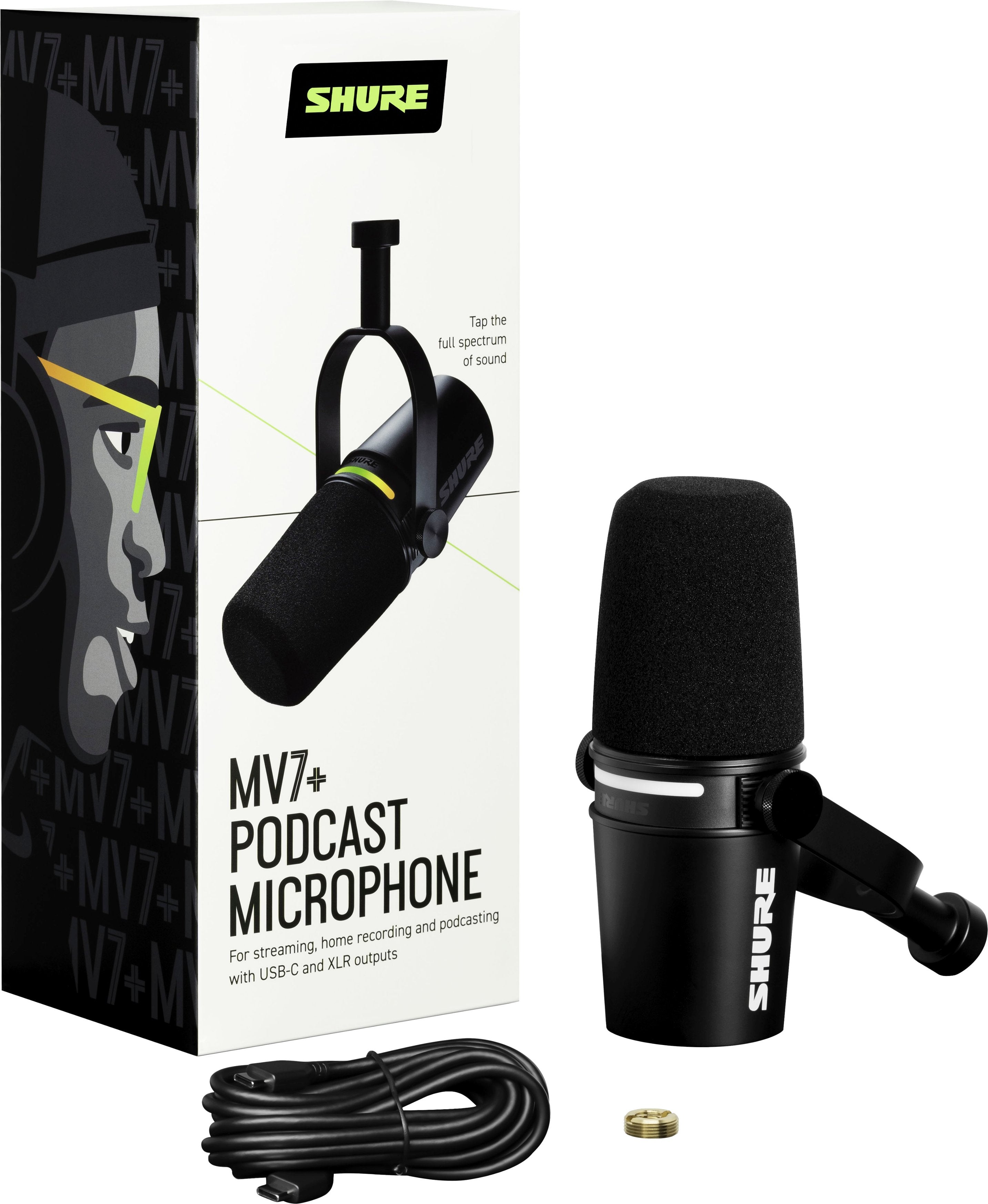 Shure MV7+ USB Podcast Microphone - Black |  SHURE |  PODCAST MICRPHONE |  Zoso Music