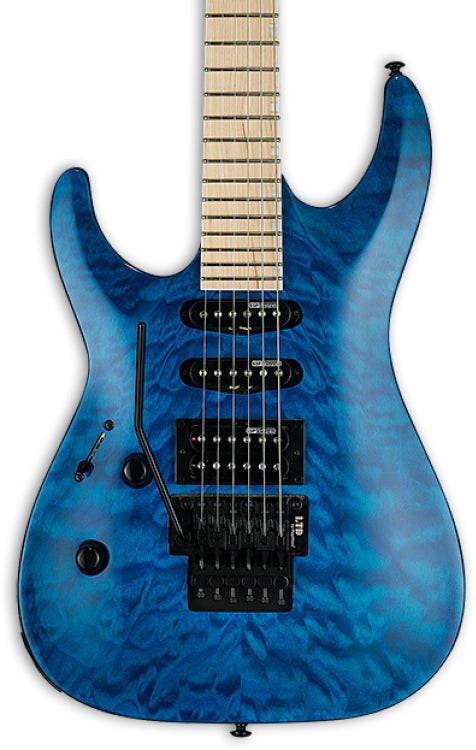 Esp LTD Mh-203qm Left-handed Electric Guitar- See Thru Blue (Mh203qmstblh)