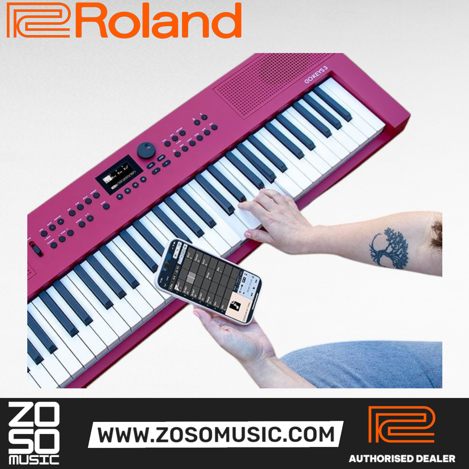 Roland GO:KEYS 3 Keyboard - Red |  ROLAND |  KEYBOARD-MIDI CONTROLLER |  Zoso Music
