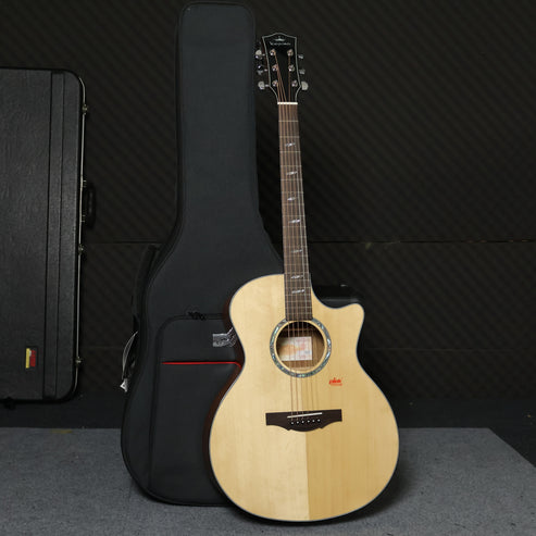 Kepma F2 Solid Sitka Spruce Top Grand Auditorium Acoustic Guitar, S1 Pro Resonance Pickup with Effect