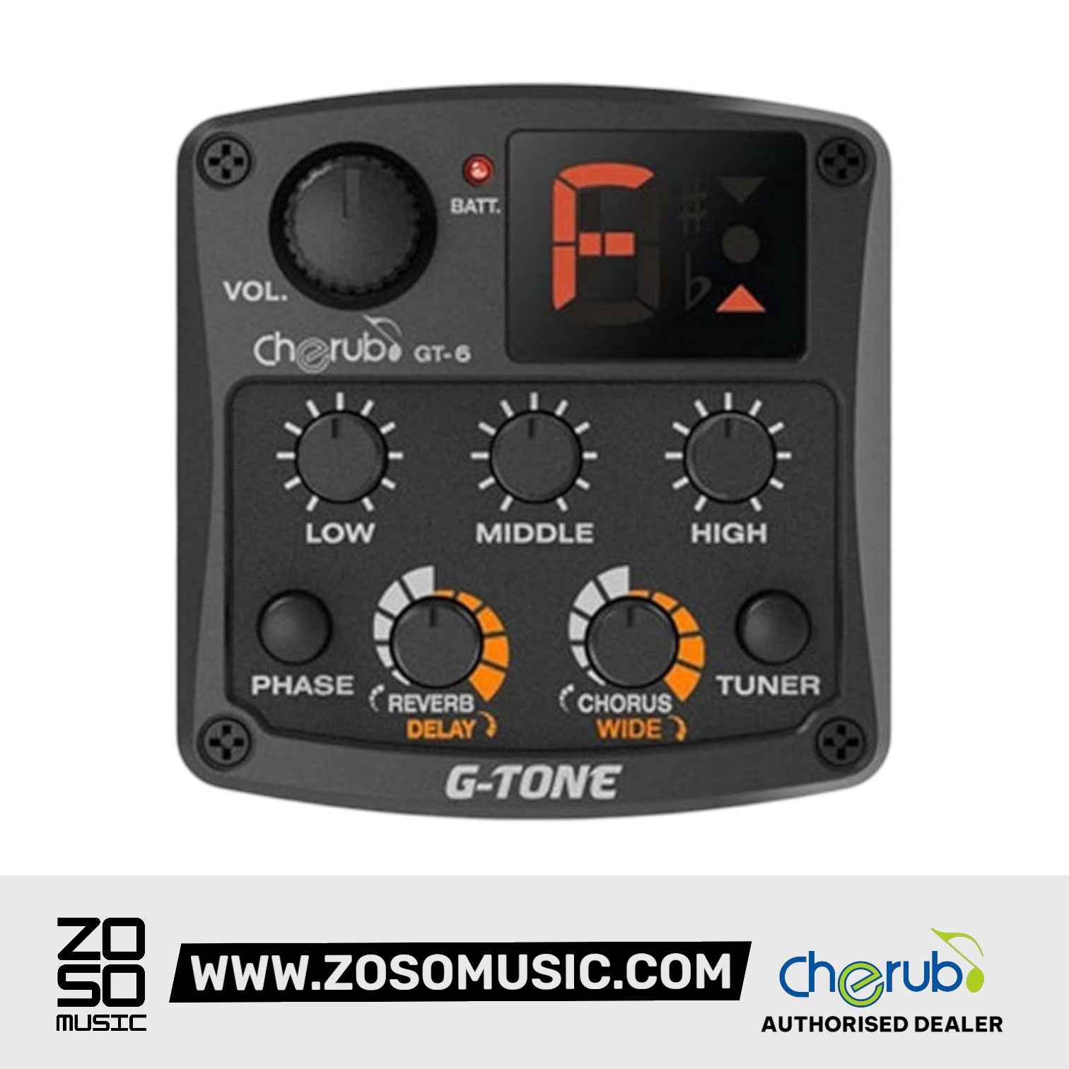 Cherub GT-6 3 Band EQ Built-in Chromatic Tuner, Delay and Chorus