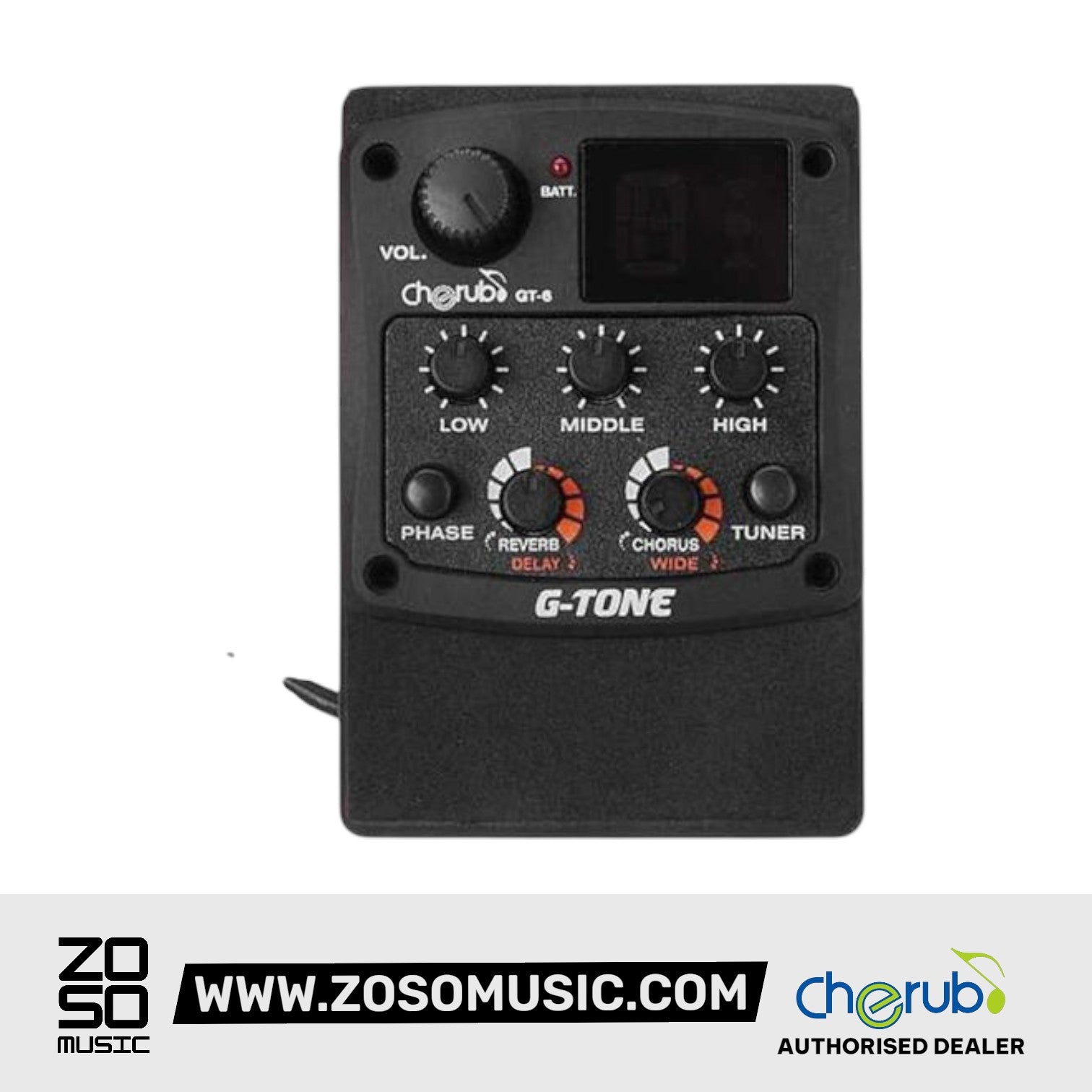 Cherub GT-6 3 Band EQ Built-in Chromatic Tuner, Delay and Chorus