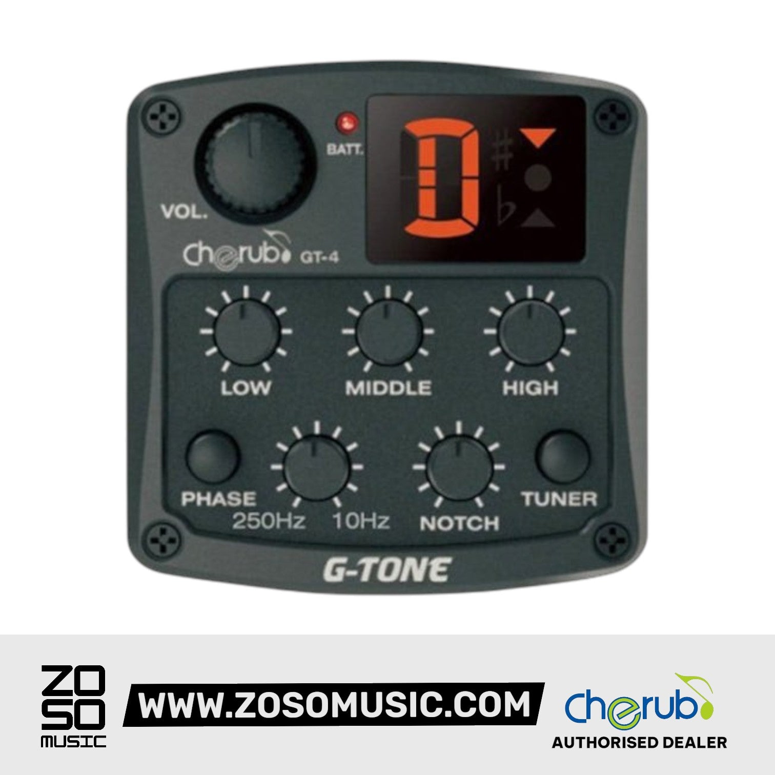 Cherub GT-4 4 Band EQ Built-in Chromatic Tuner Acoustic Guitar Preamp Pickup