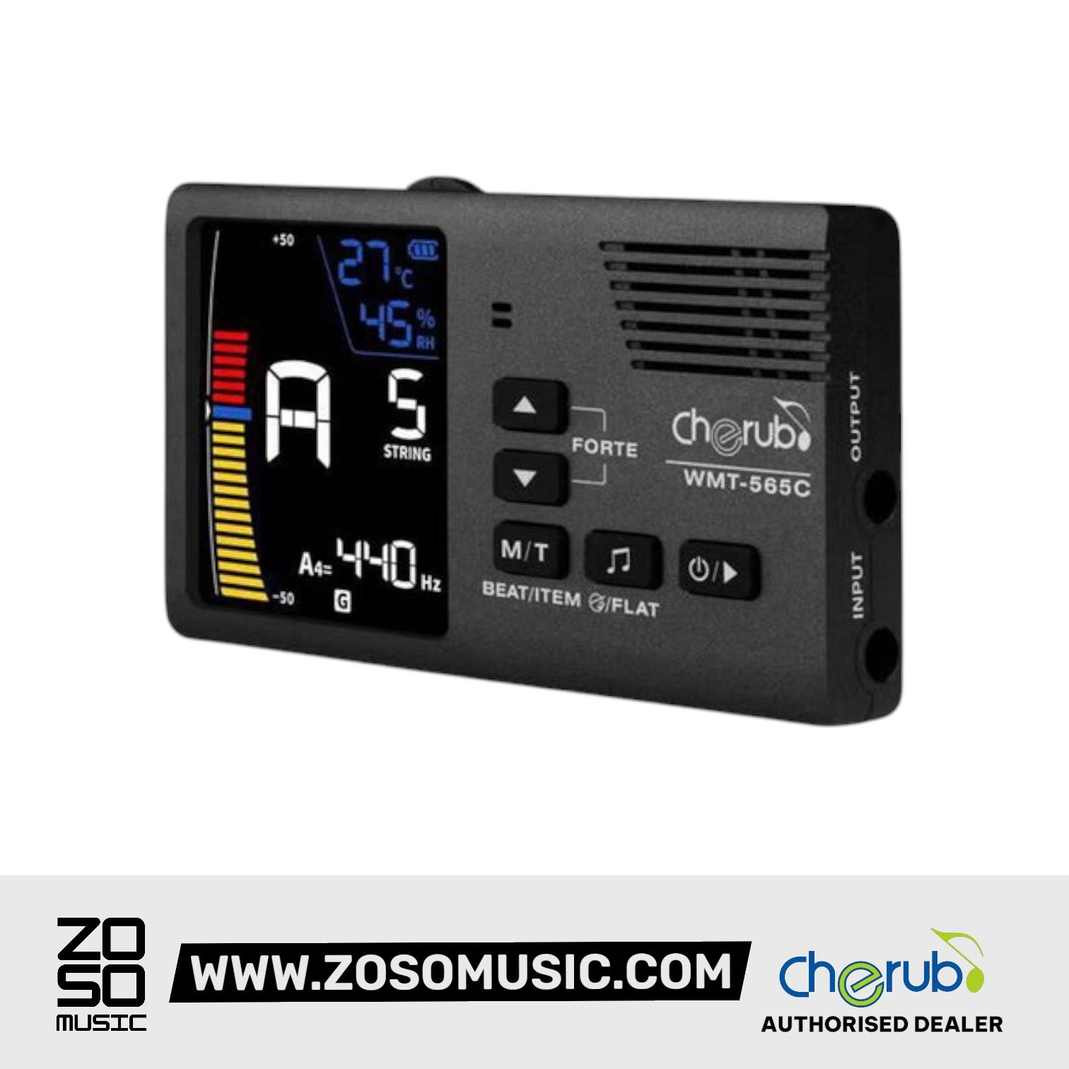 Cherub WMT-565C 5 in 1 LCD Metronome Chromatic Tuner with USB Rechargeable and Thermometer