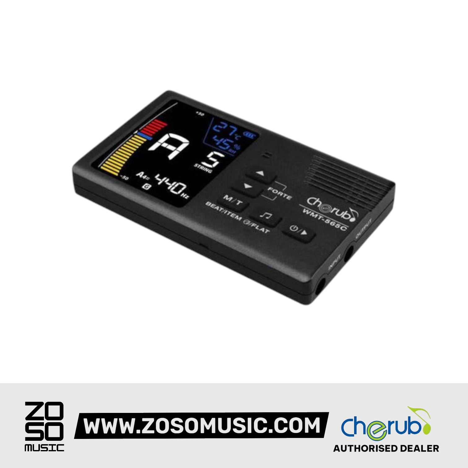 Cherub WMT-565C 5 in 1 LCD Metronome Chromatic Tuner with USB Rechargeable and Thermometer