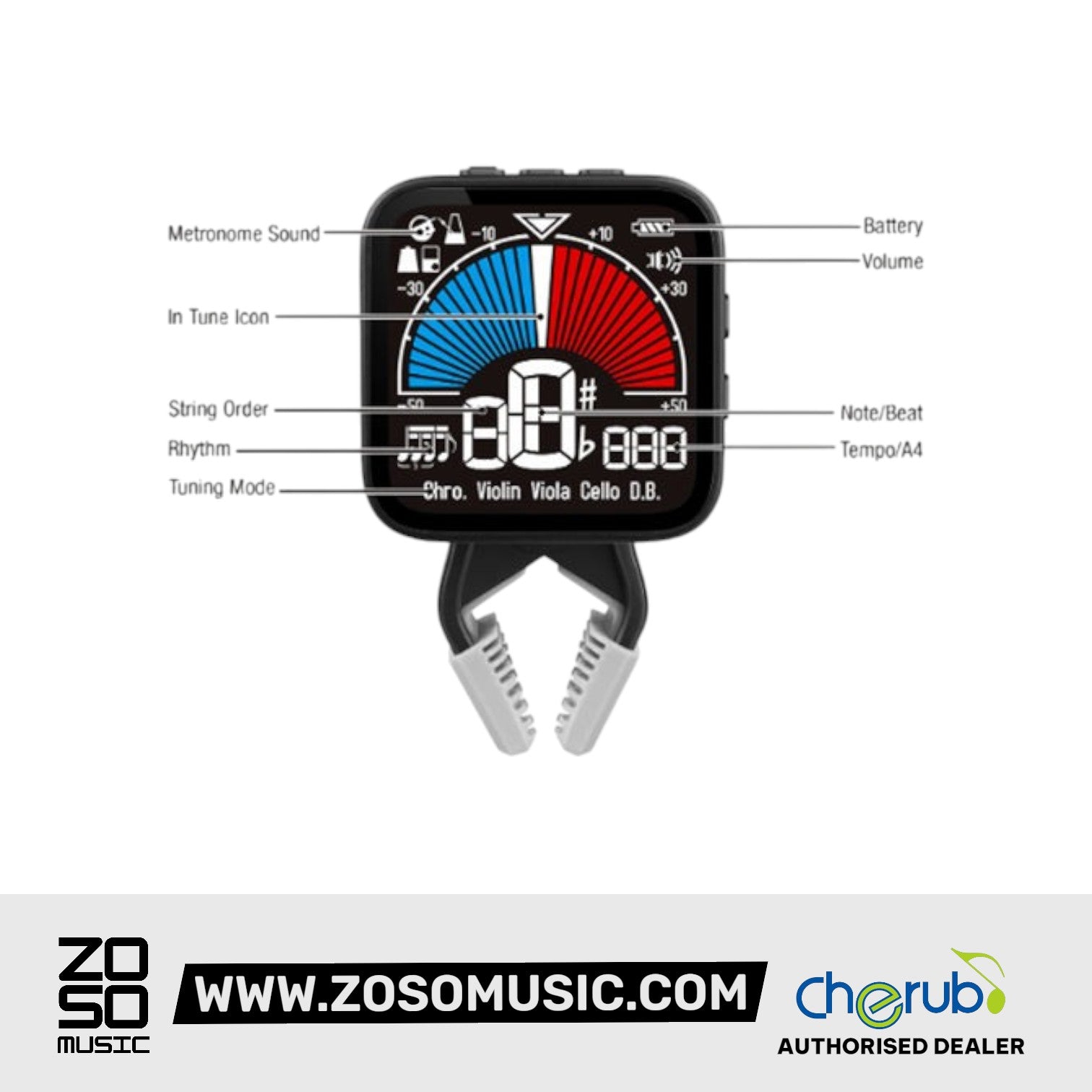 Cherub WMT-665V 3 in 1 Violin Metronome Chromatic Tuner