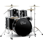 Evo 5 Piece Full Size Acoustic Drum Set with Cymbals Stands, Stool Kit, Rug and Drumsticks - Red, Blue and Black