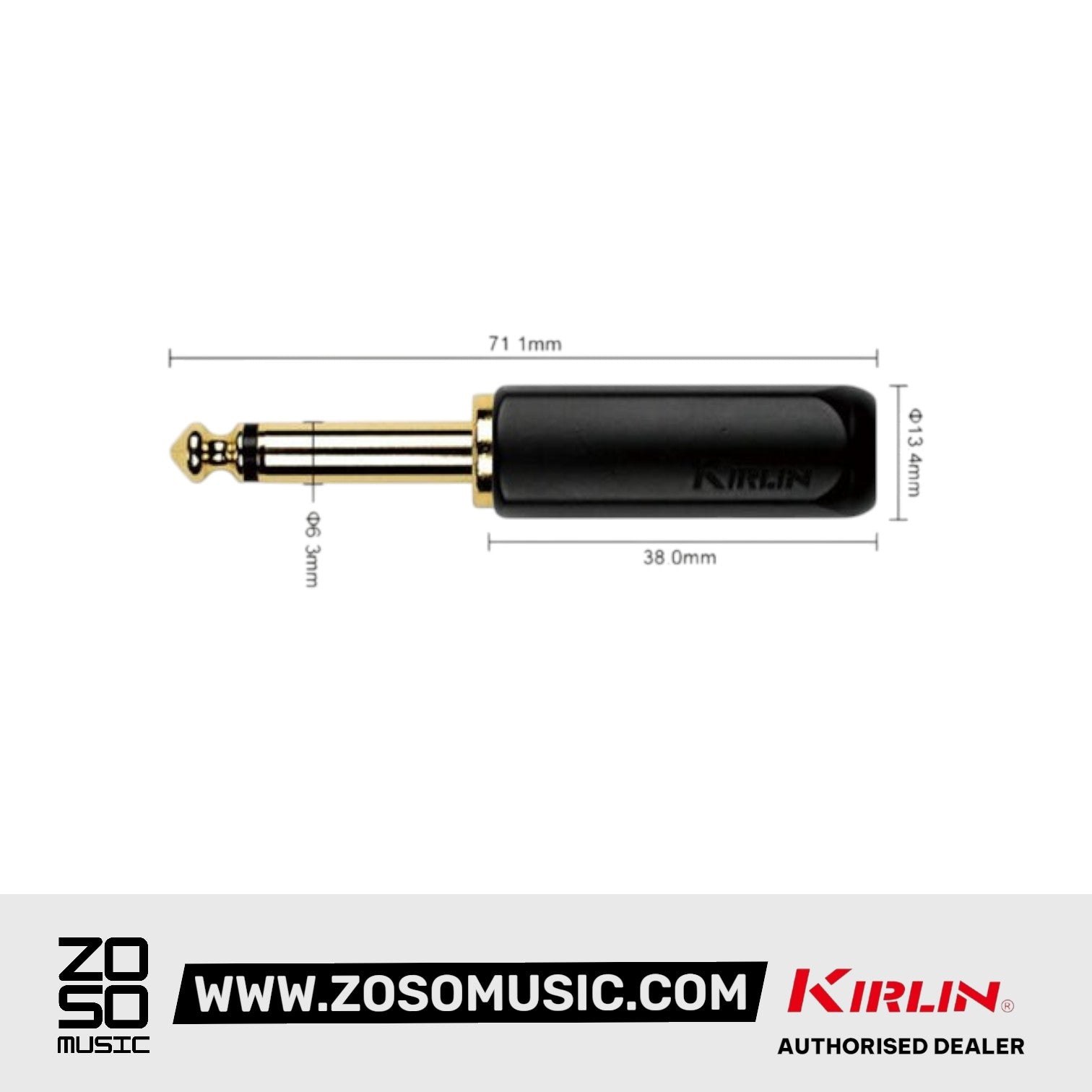 Kirlin CE-2306 1/4" Straight Mono Plug with Gold Plated