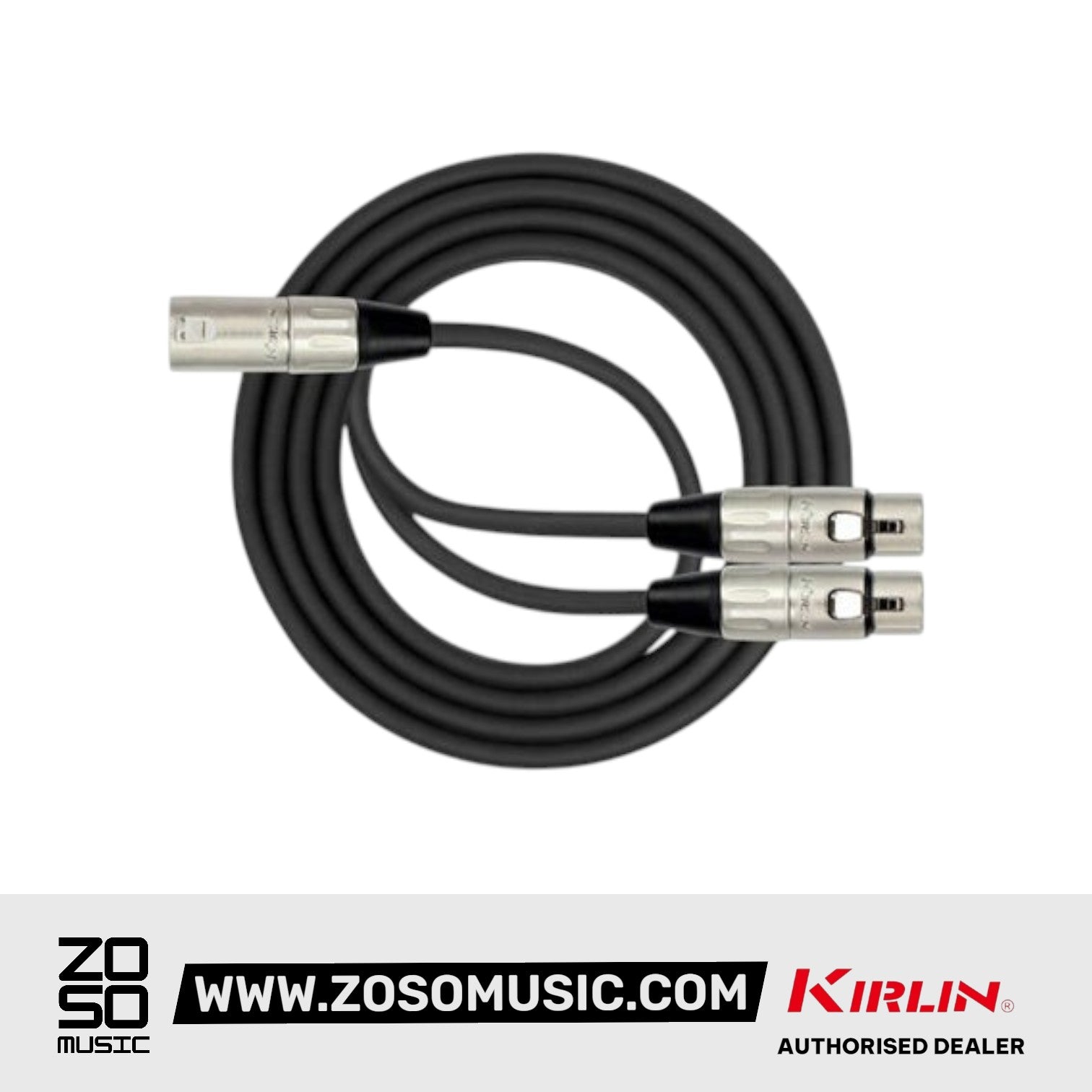Kirlin Y-301 Original Y-Cable 2 Meter XLR Male to Dual XLR Female with PVC Jacket For Mic and Speaker
