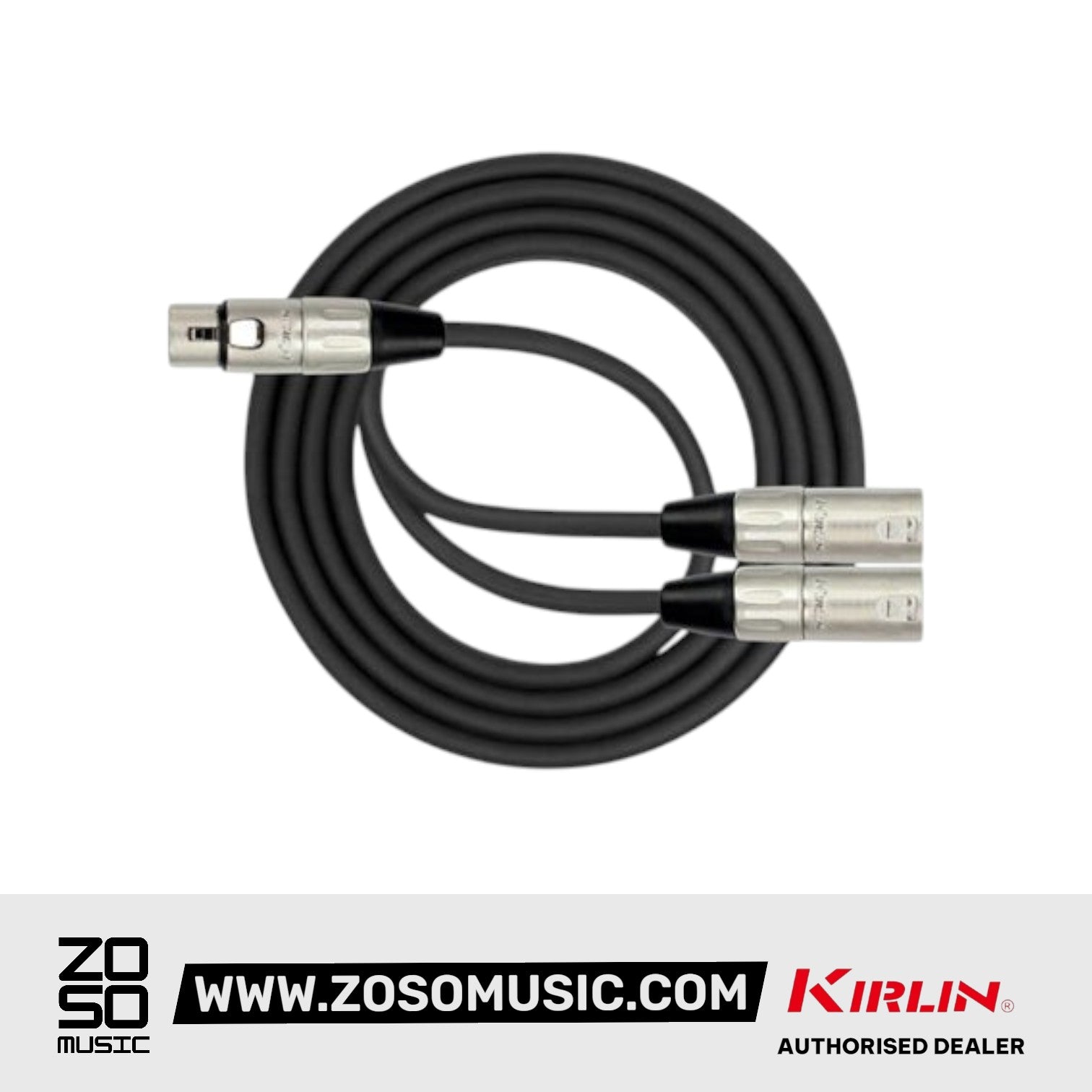 Kirlin Y-303 2 Meter Original Cable XLR Female to Dual XLR Male Black PVC