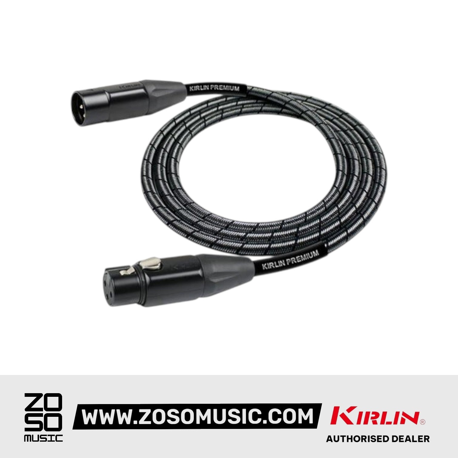 Kirlin MWB-220BEG /BM 3 Pin Metal Connector XLR Male to XLR Female Premium Plus Microphone Mic Cable - Metallic Black