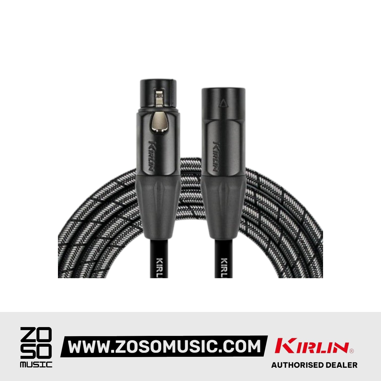 Kirlin MWB-220BEG /BM 3 Pin Metal Connector XLR Male to XLR Female Premium Plus Microphone Mic Cable - Metallic Black