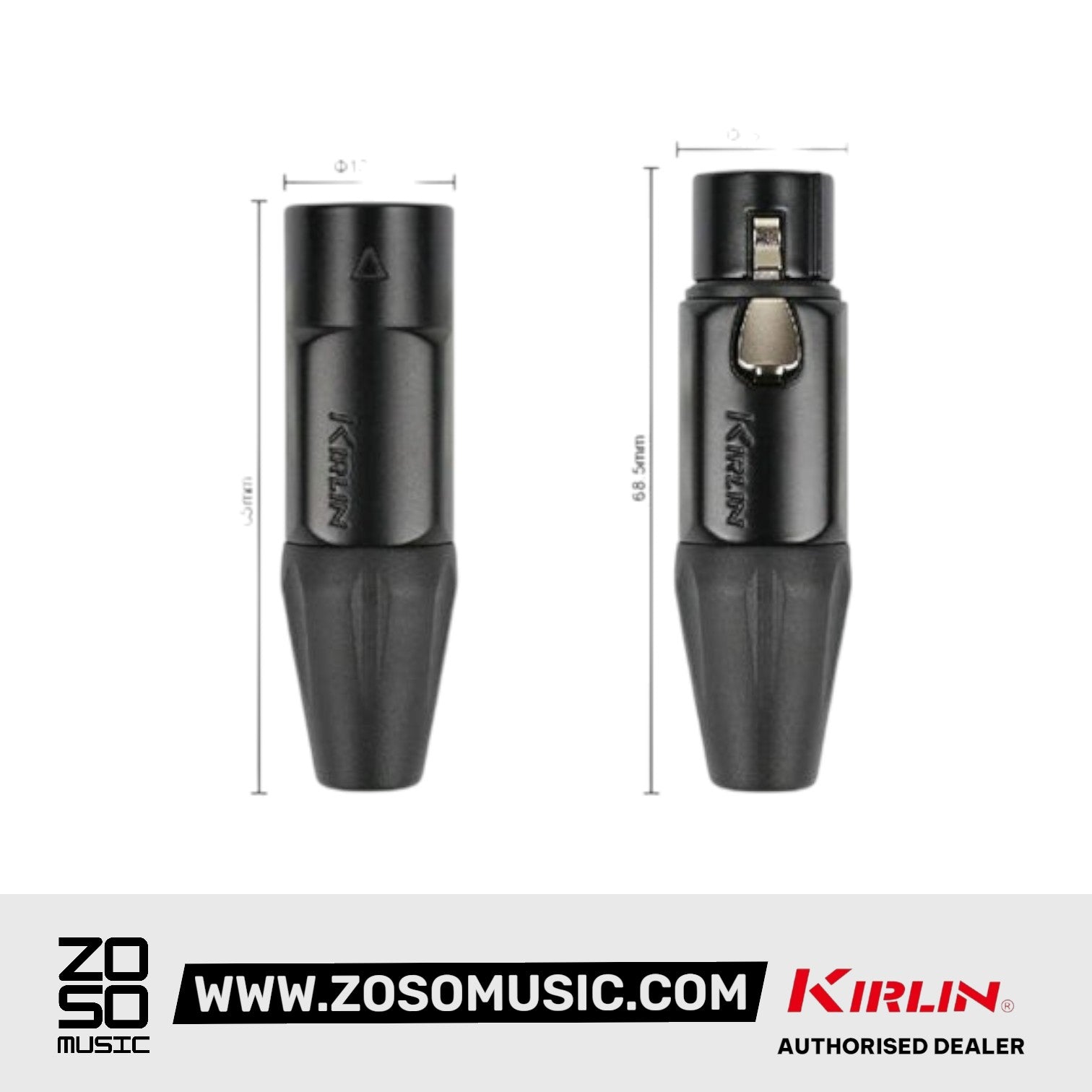 Kirlin MWB-220BEG /BM 3 Pin Metal Connector XLR Male to XLR Female Premium Plus Microphone Mic Cable - Metallic Black