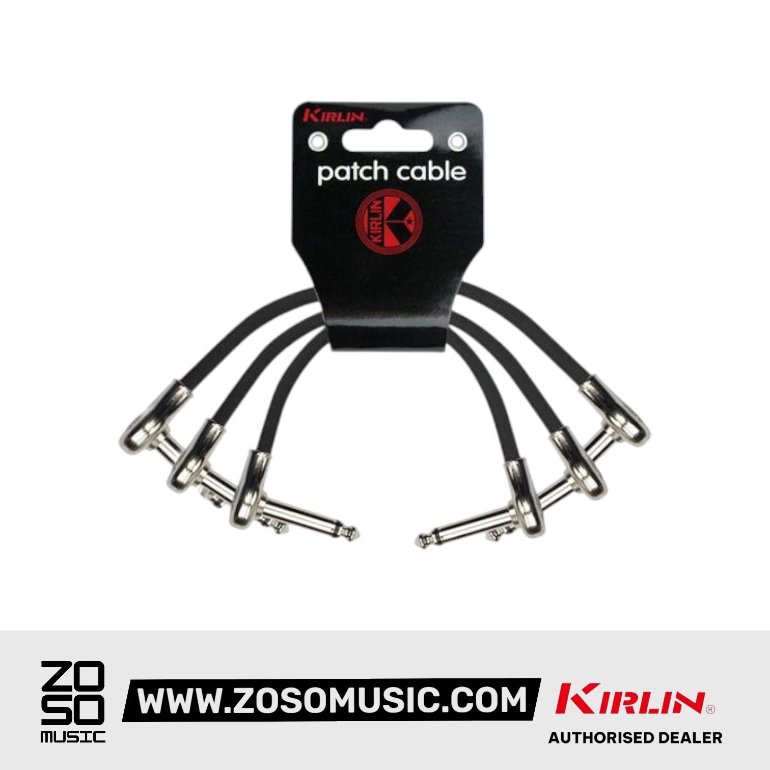 Kirlin PSK3-243 /BK 6 Inch Patch Cable Right Angle L Mono Plug For Electric Guitar Effect Pedal - 3 Pack