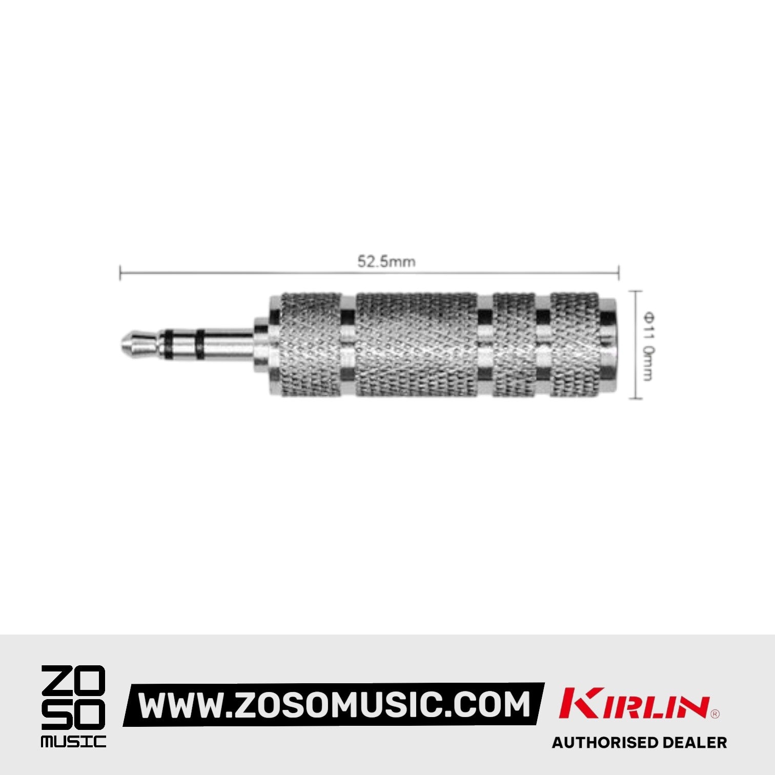Kirlin 2621 Adapter 3.5mm TRS Male to 1/4 Inch Female Nickel Plated Instrument Audio Jack Converter - Each