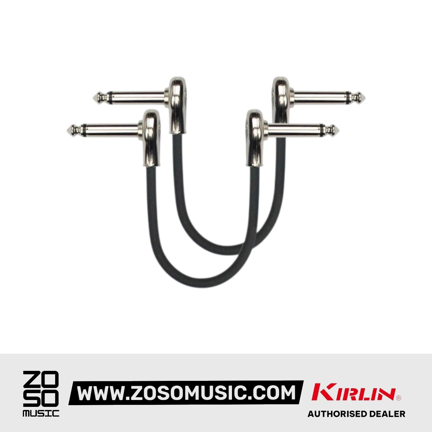 Kirlin PSK2-243 /BK 6 Inch Patch Cable Right Angle L Mono Plug For Electric Guitar Effect Pedal - 2 Pack