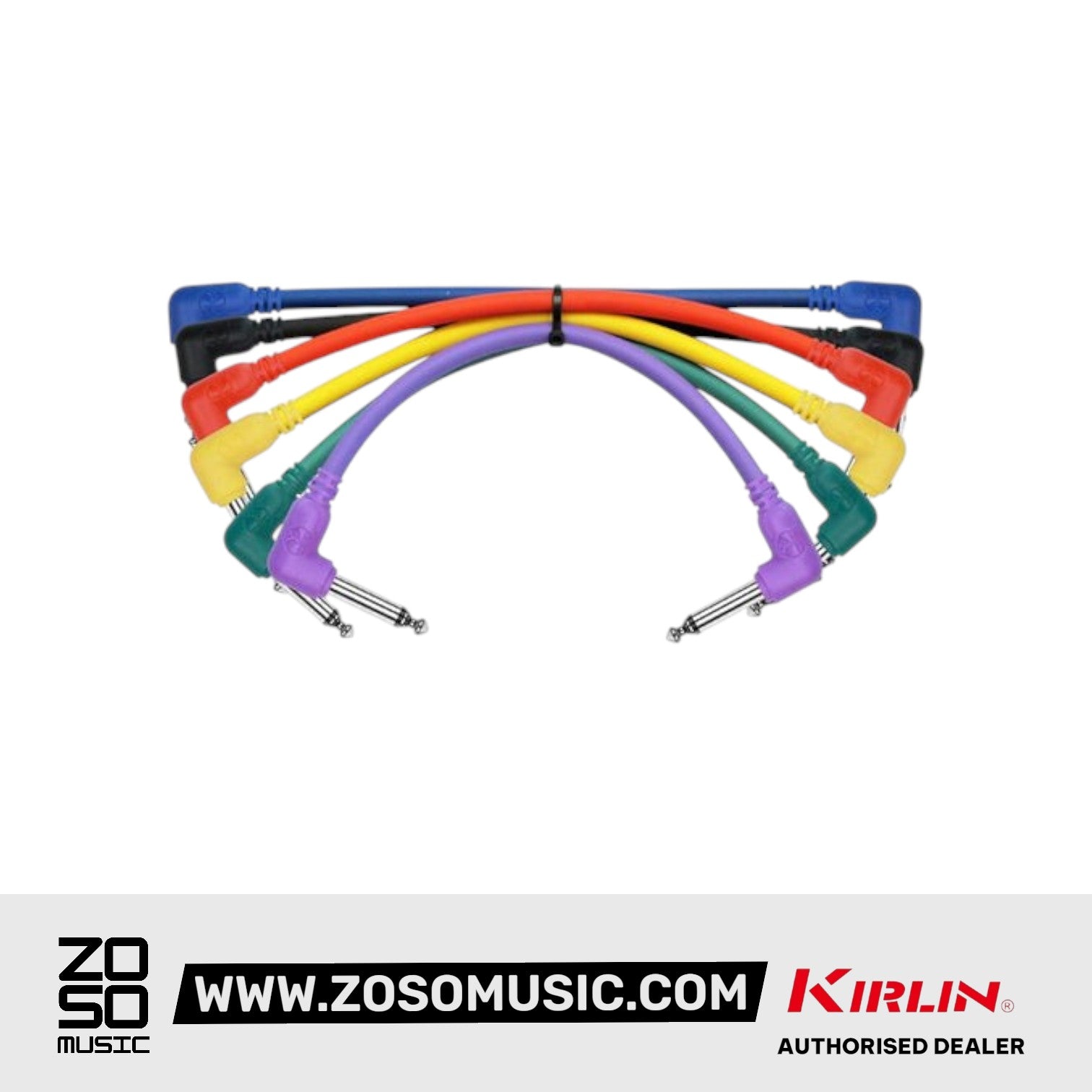 Kirlin I6-243 /6 6 Inch Colorful Patch Cable Right Angle L Mono Plug For Electric Guitar Effect Pedal - 6 Pack